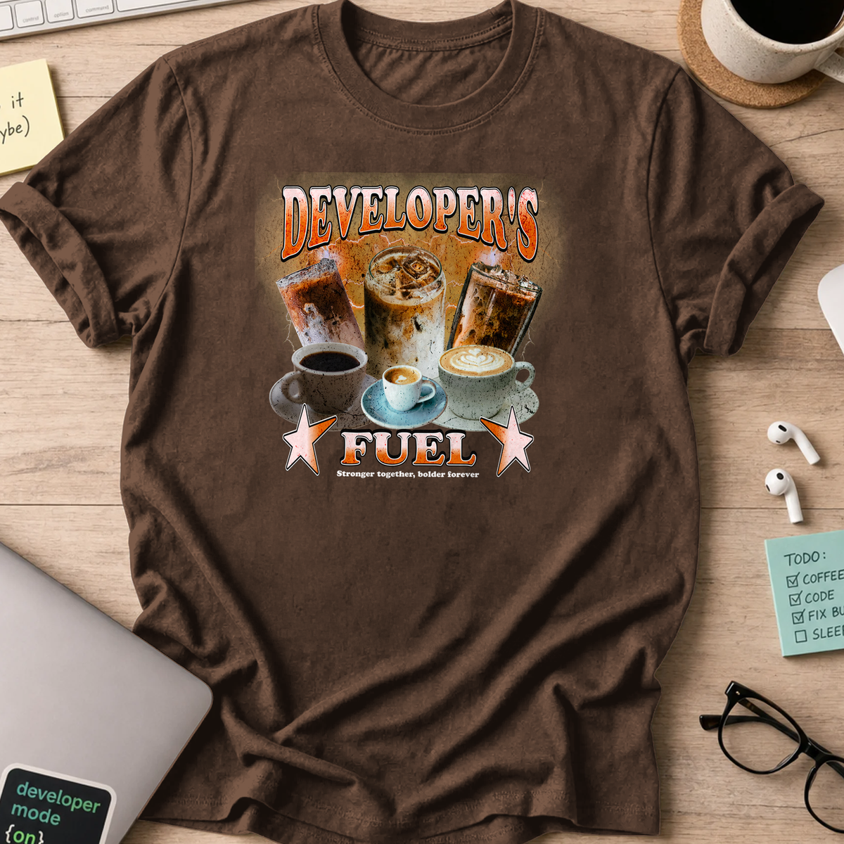 developers fuel coffee shirt - Dark Chocolate