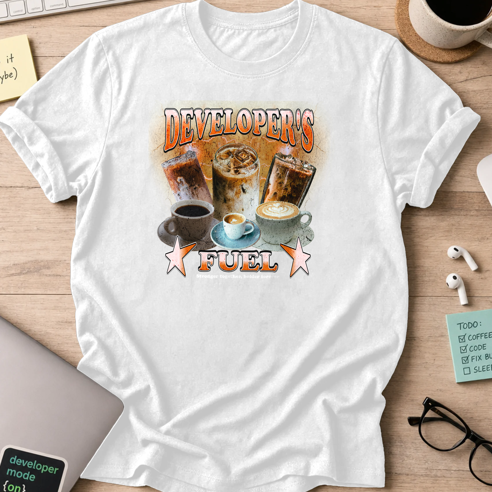developers fuel coffee shirt - White