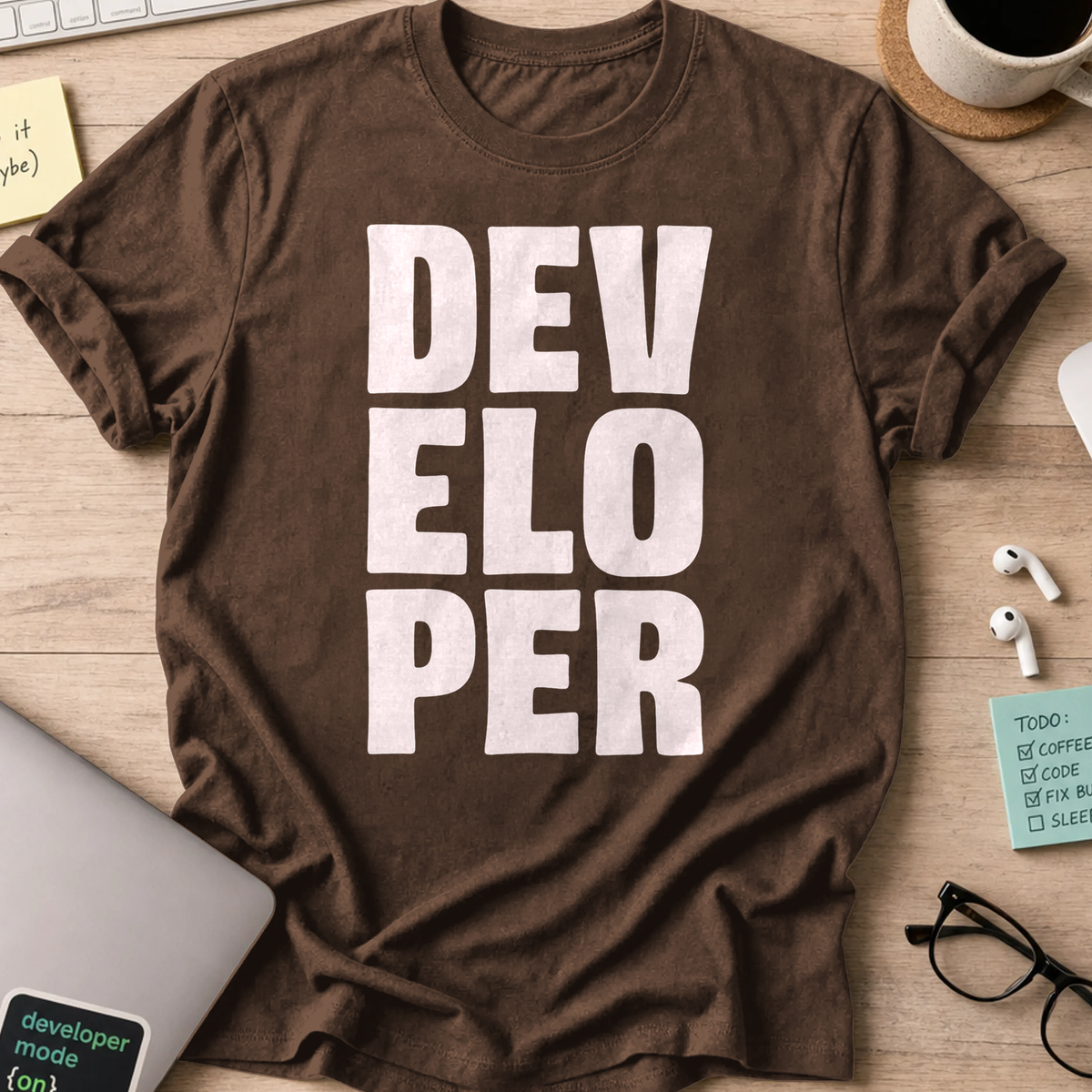 developer text shirt - Dark Chocolate
