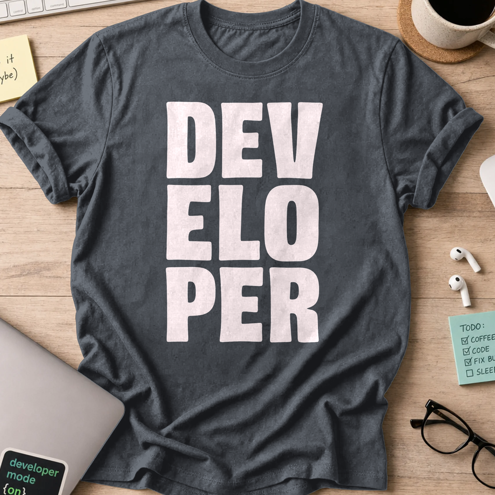 developer text shirt - Dark Heather