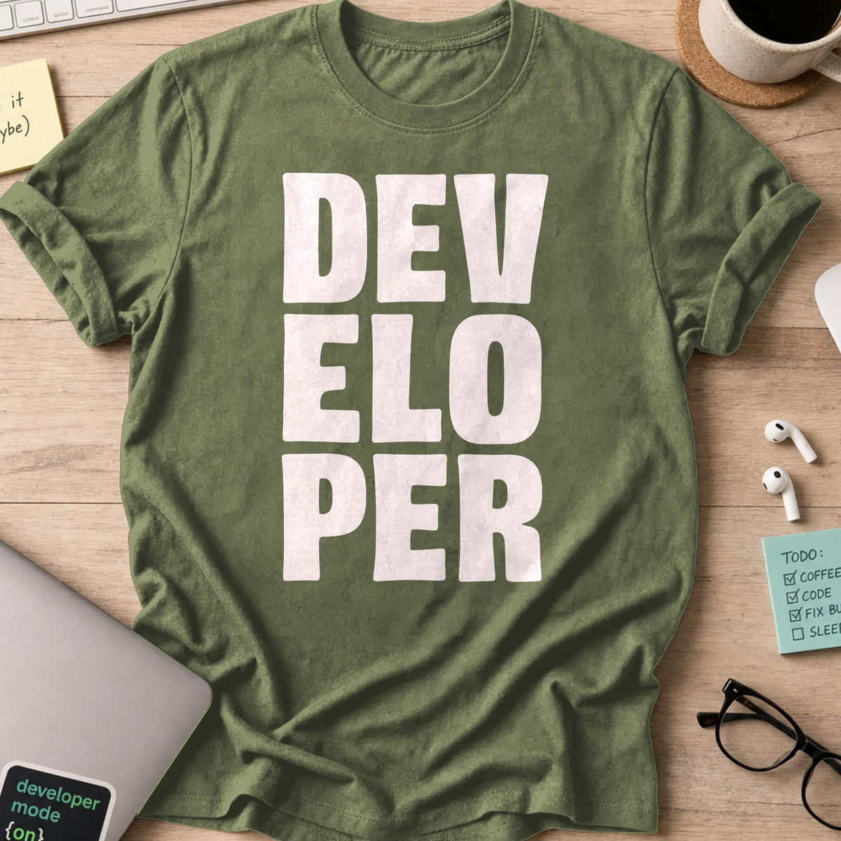 developer text shirt - Military Green
