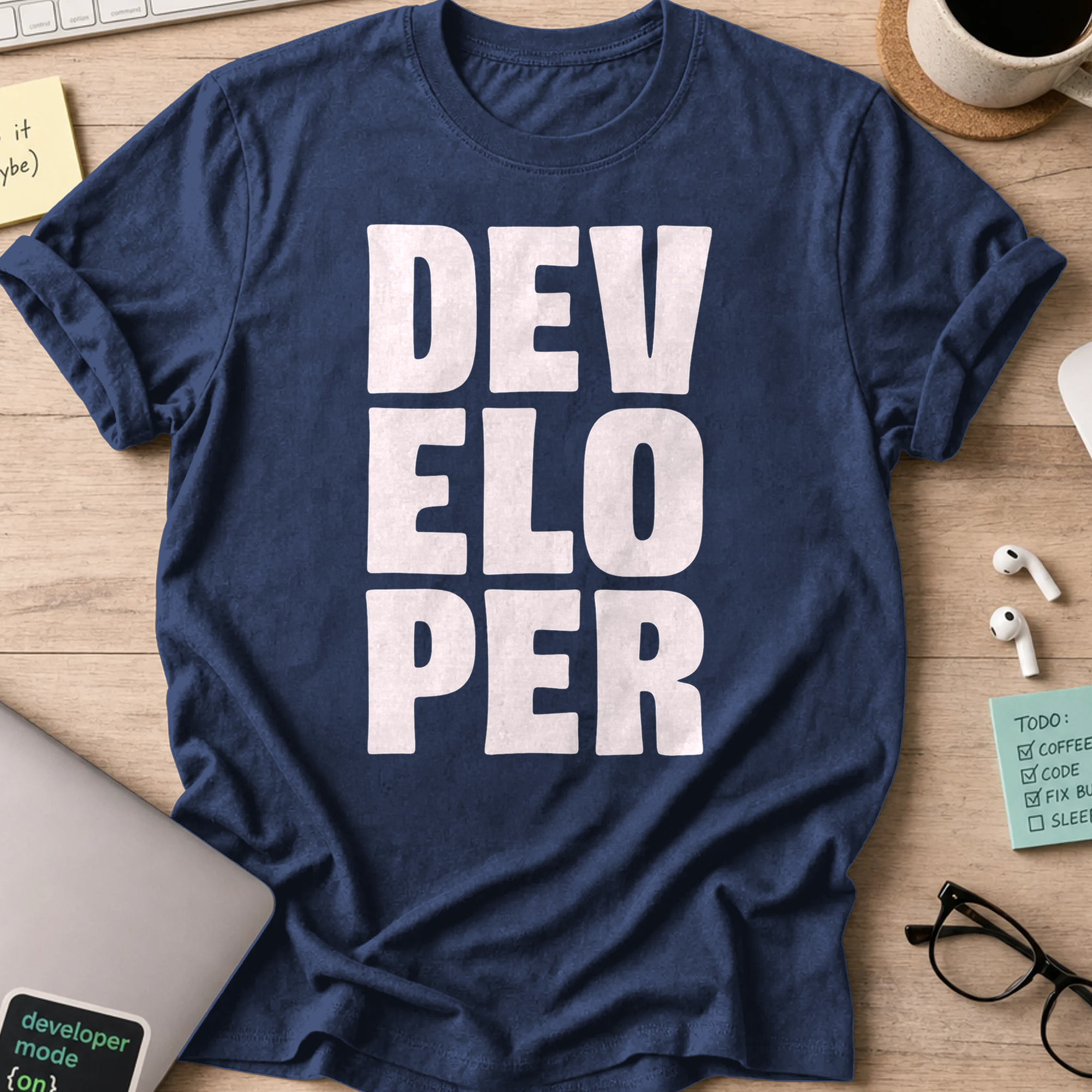 developer text shirt - Navy