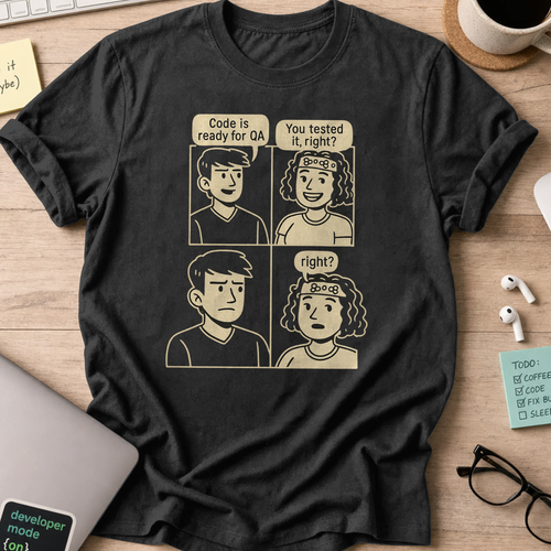 developer vs tester shirt - Black