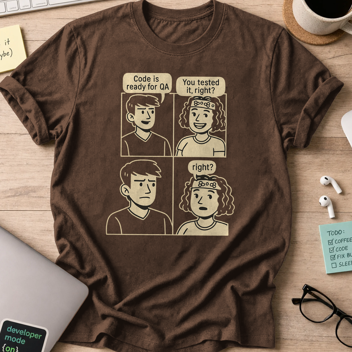 developer vs tester shirt - Dark Chocolate