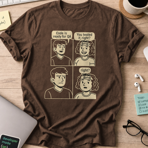 developer vs tester shirt - Dark Chocolate