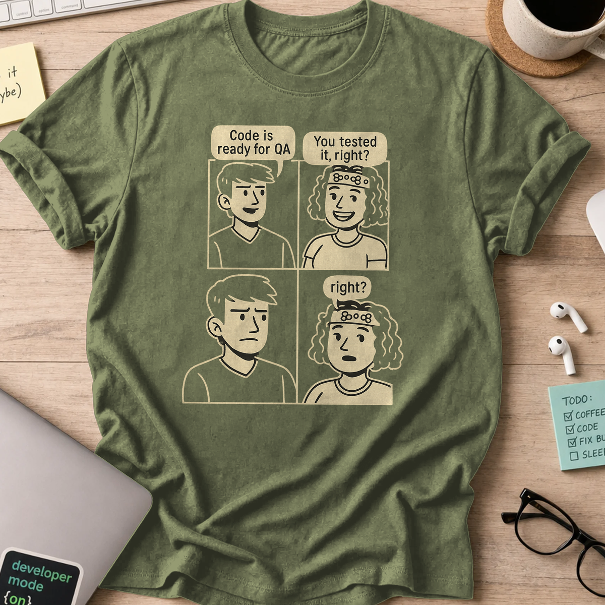 developer vs tester shirt - Military Green