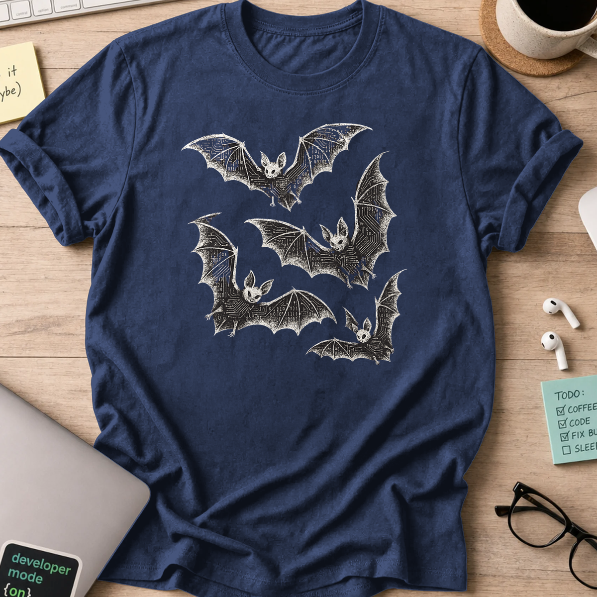 digital bats shirt - Navy