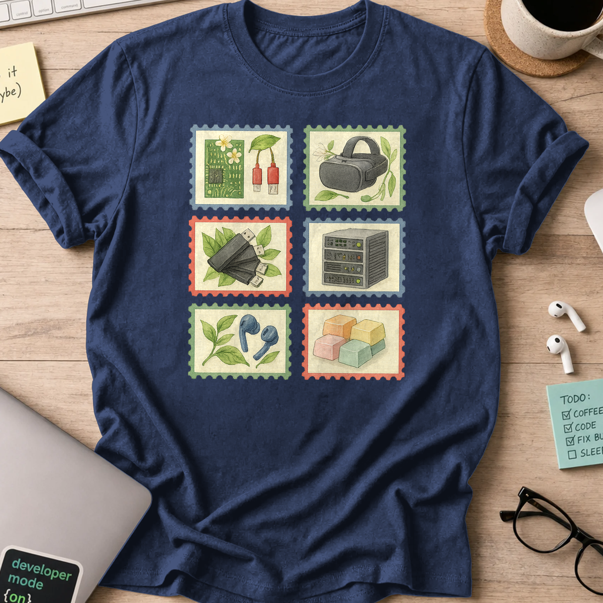 digital stamps shirt - Navy
