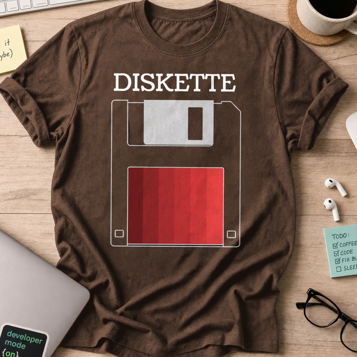 diskette shirt - Dark Chocolate