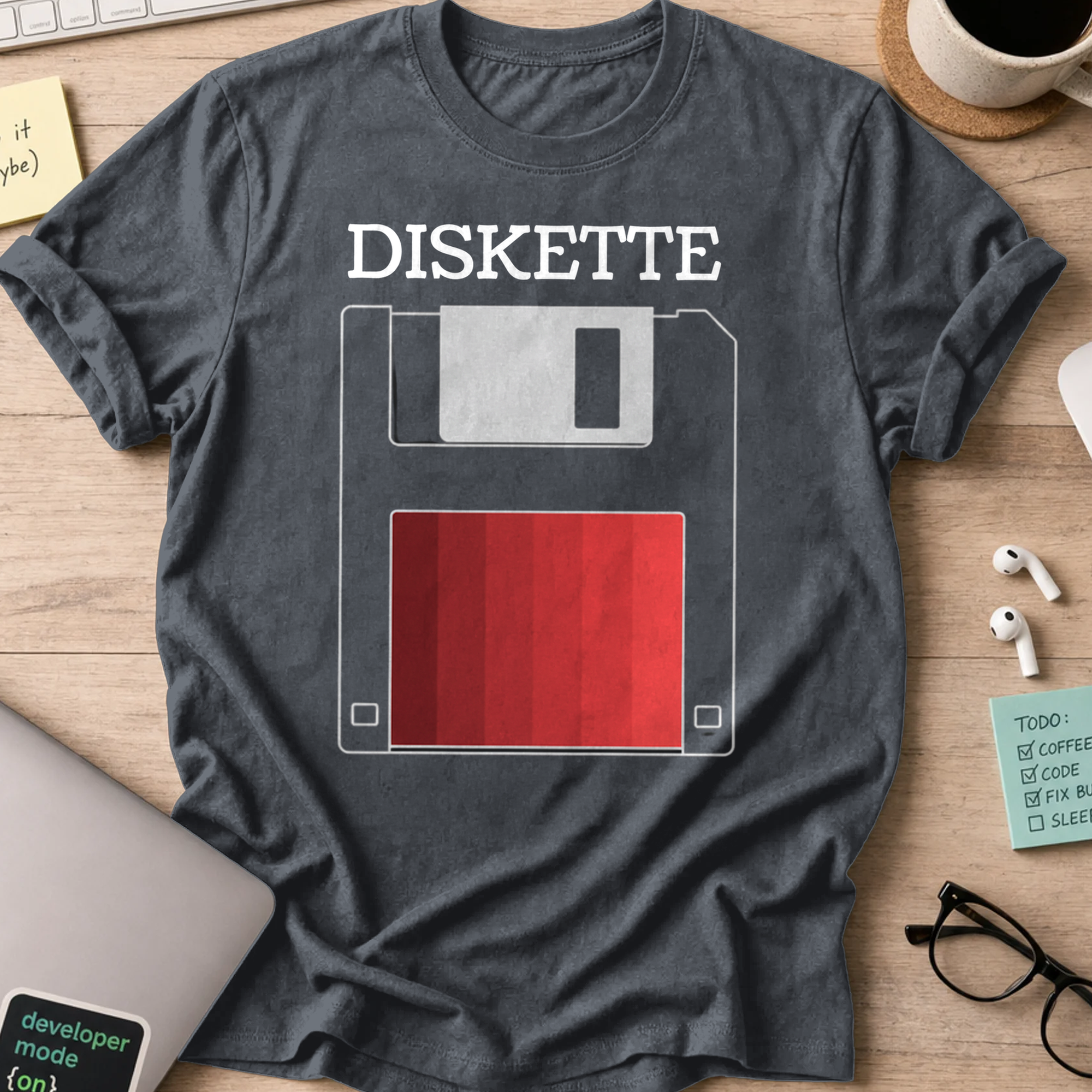 diskette shirt - Dark Heather