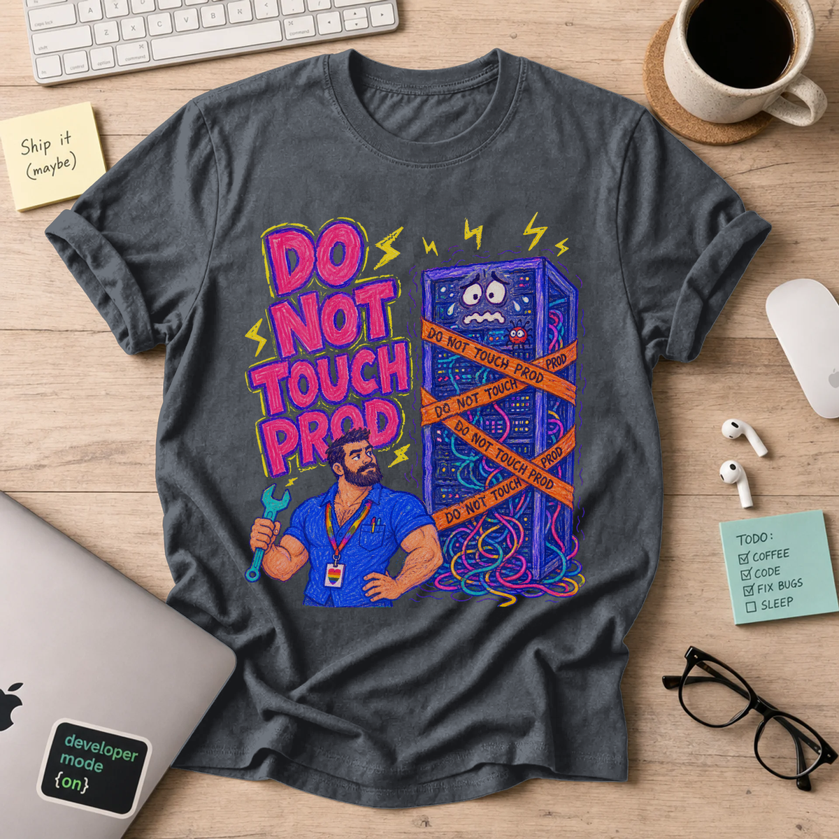Do Not Touch Prod Shirt — Dark Heather