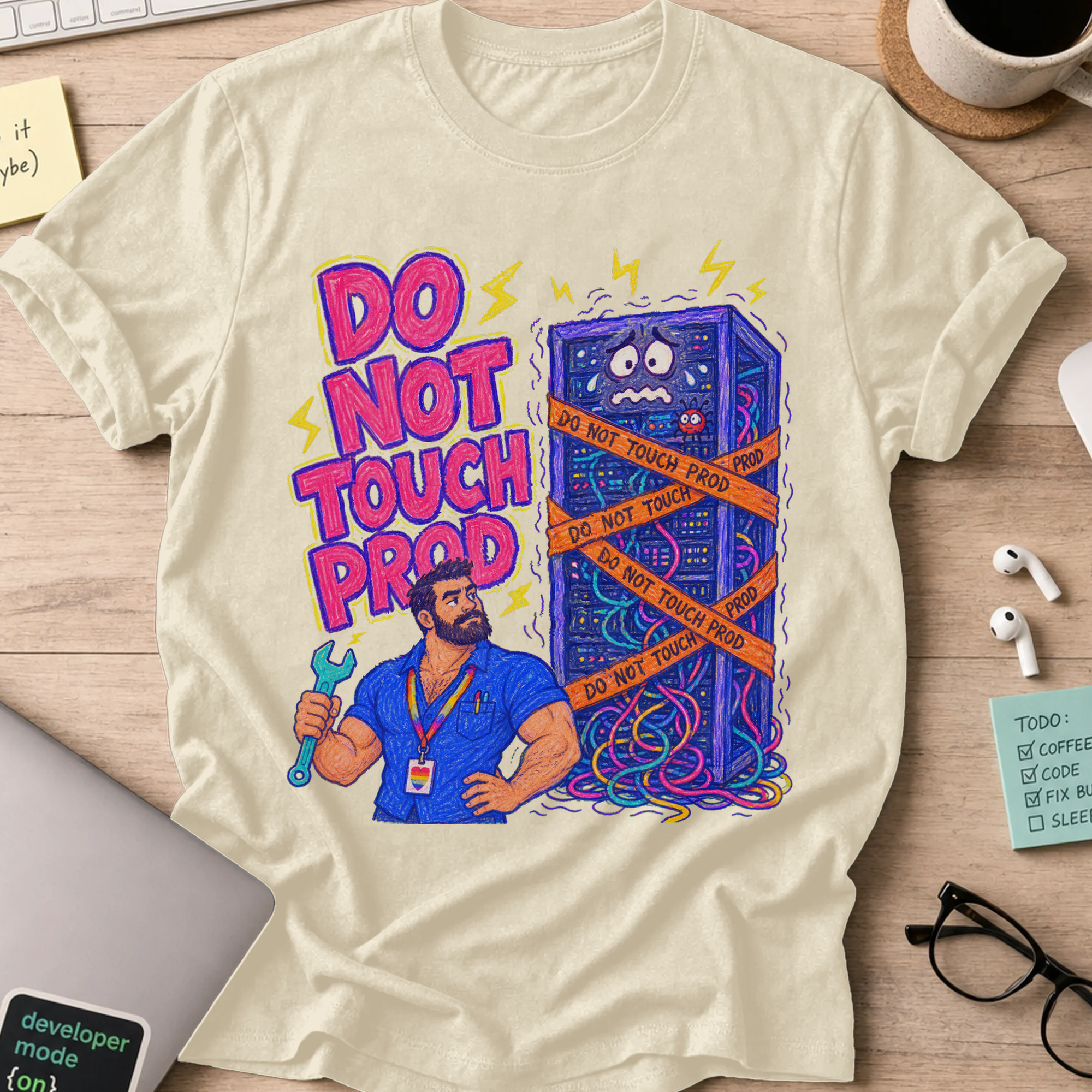 Do Not Touch Prod Shirt — Natural storefront mockup