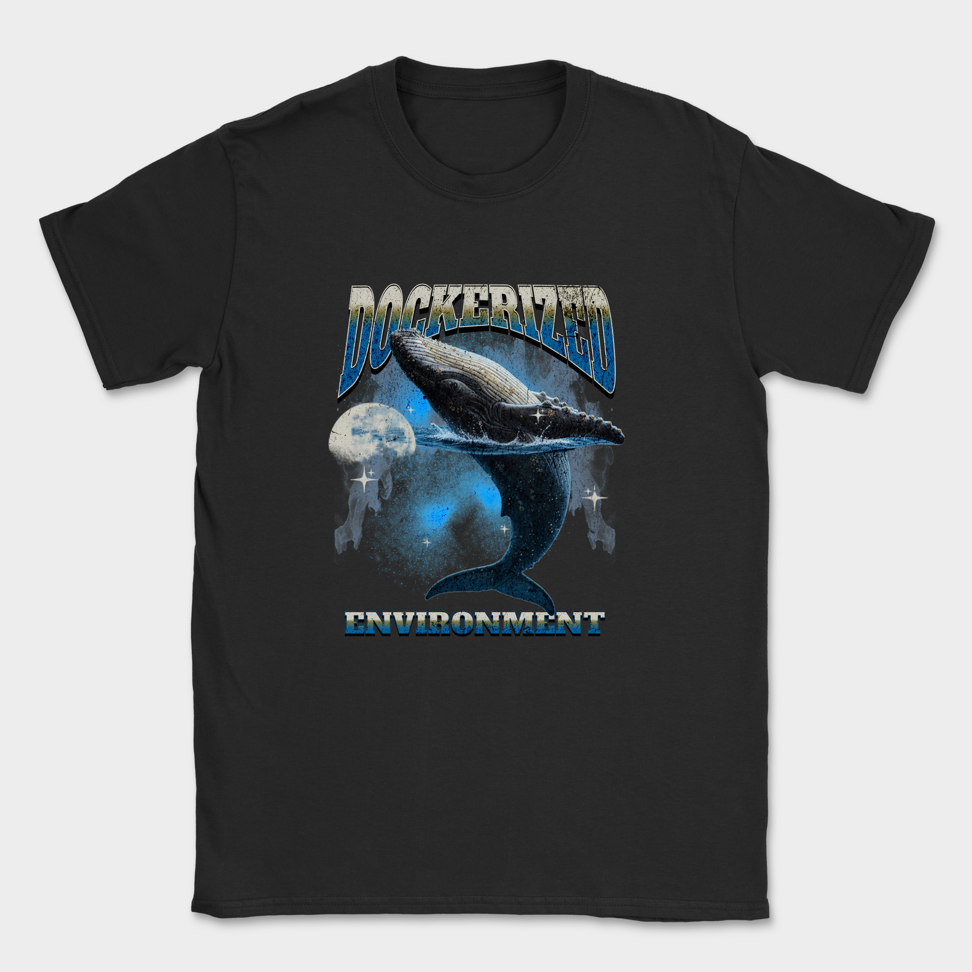 dockerized environment whale shirt — Black