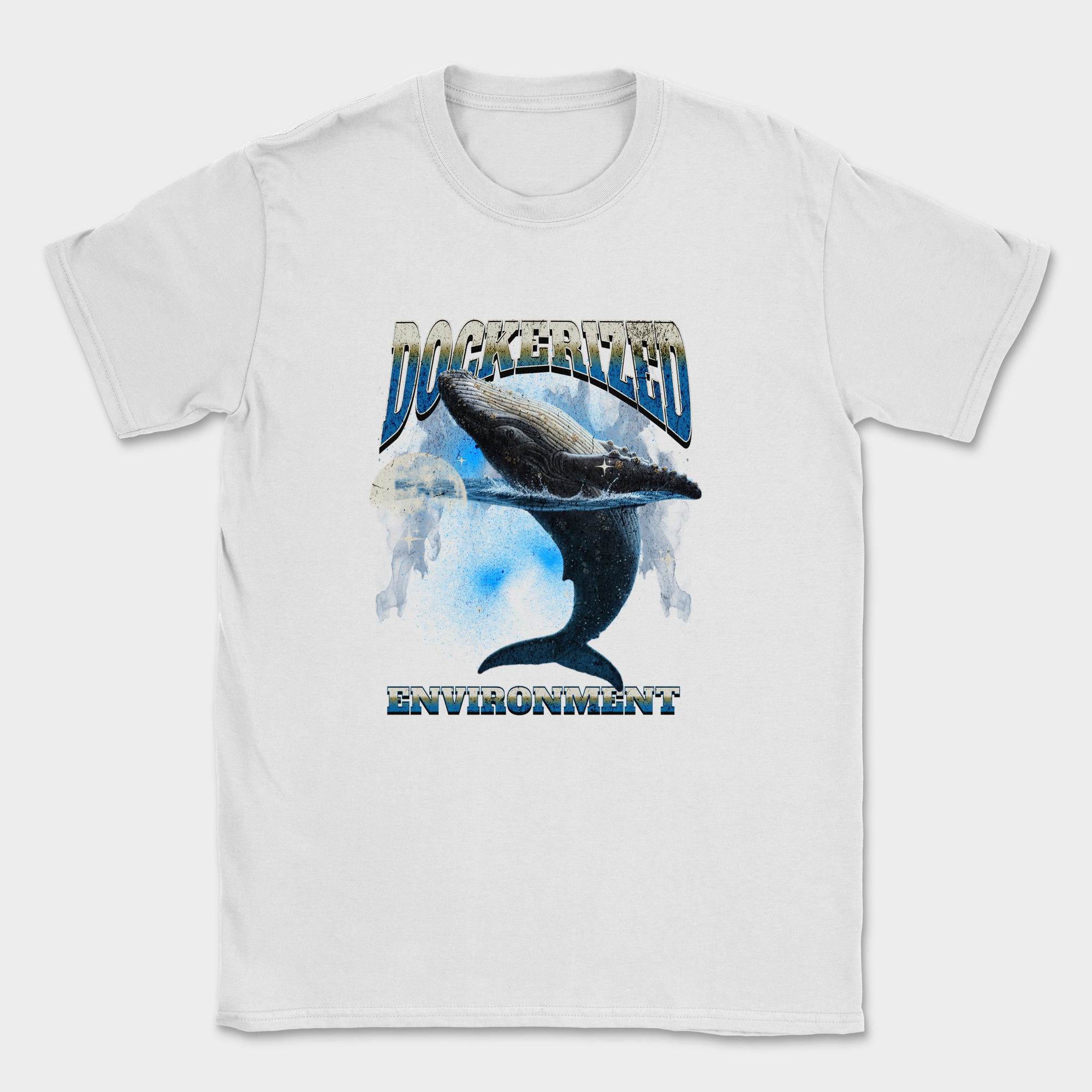 dockerized environment whale shirt — White