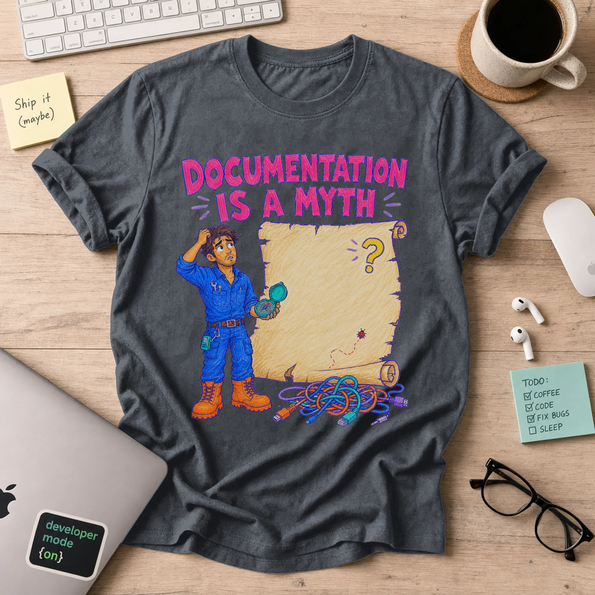 Documentation Is a Myth Shirt — Dark Heather