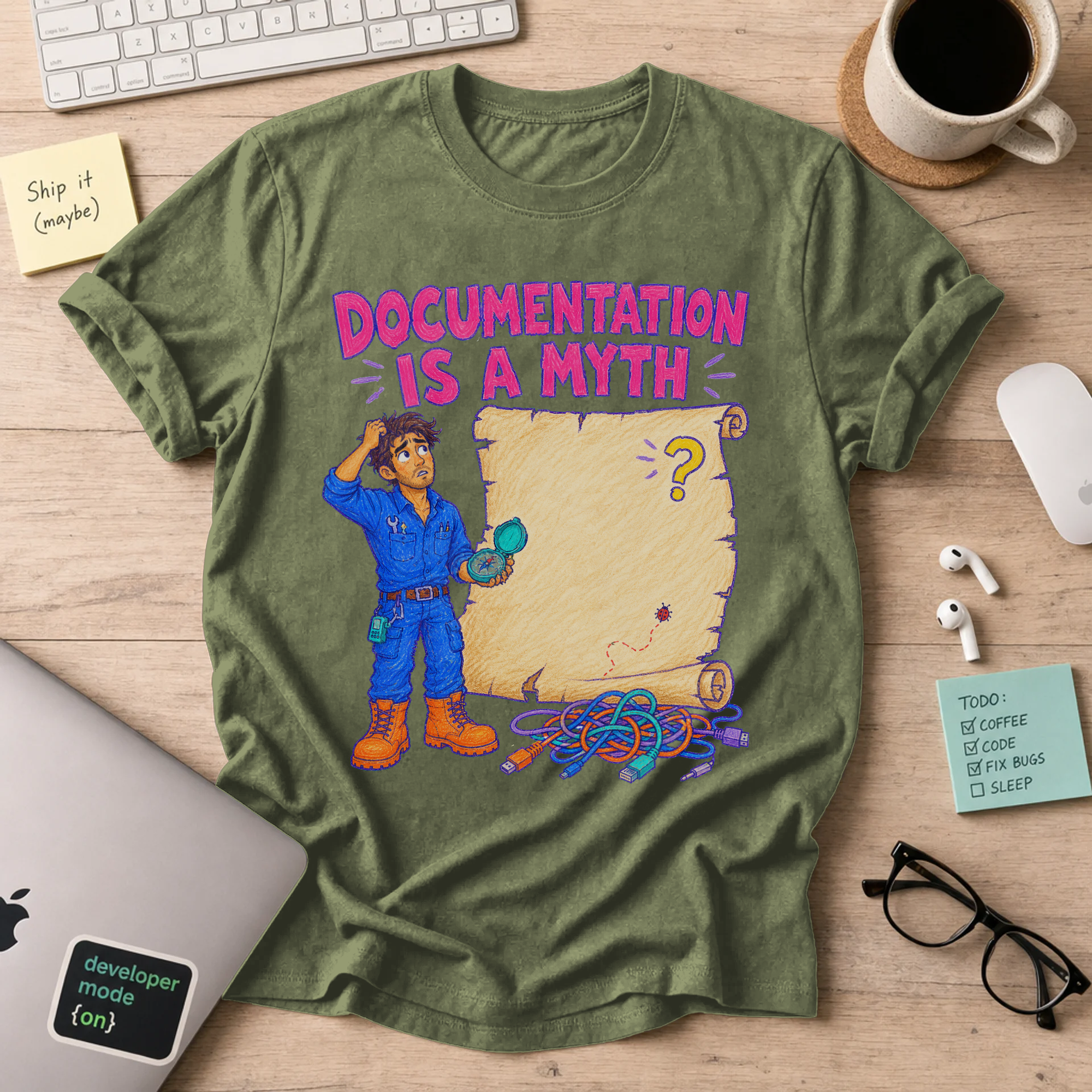 Documentation Is a Myth Shirt — Military Green