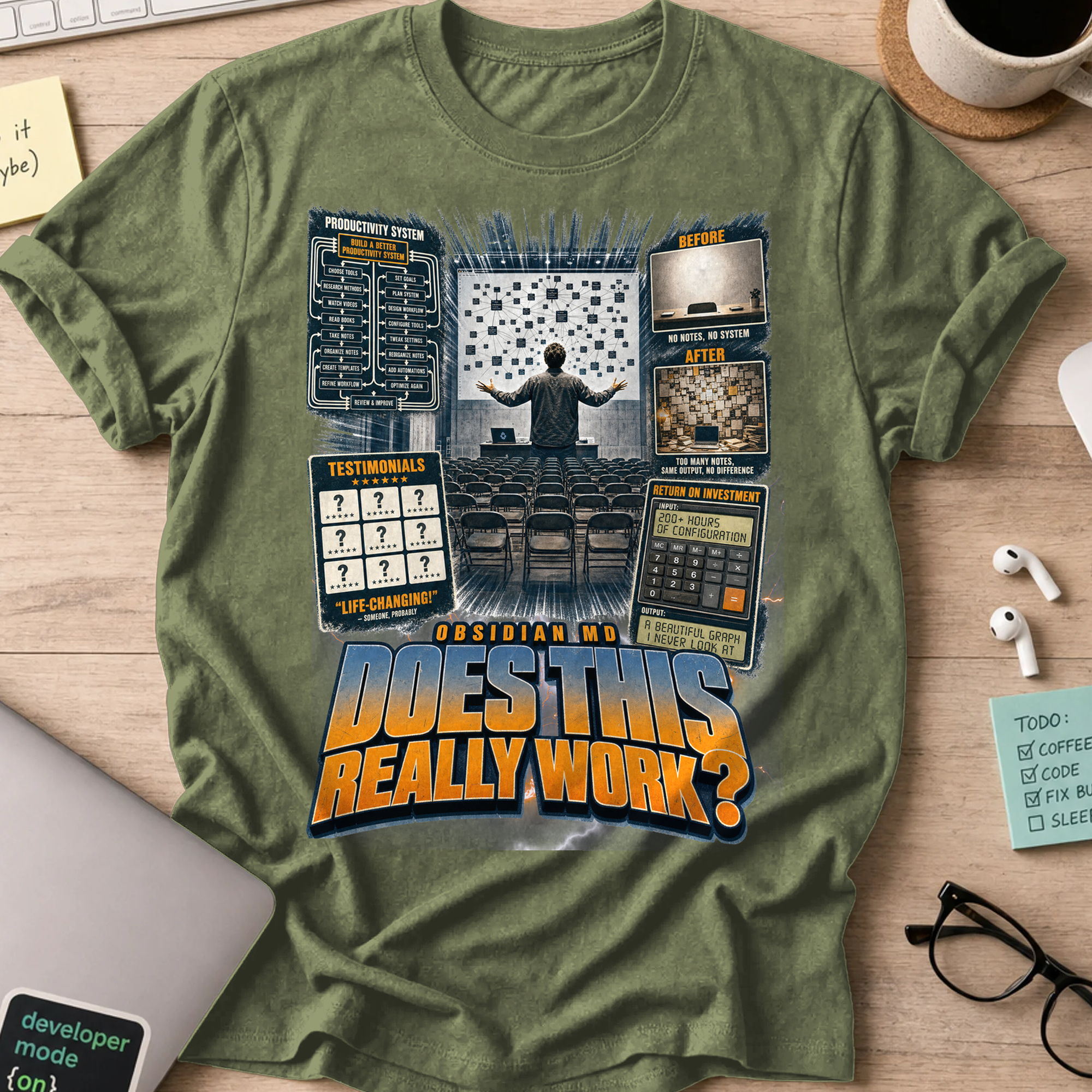 Does This Really Work Shirt - Military Green
