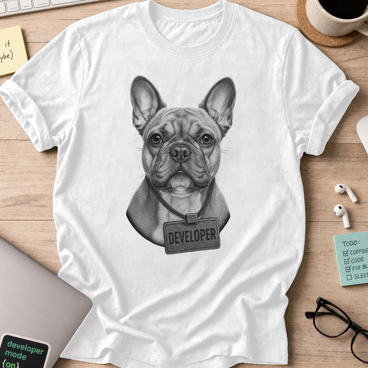 dog developer shirt - White