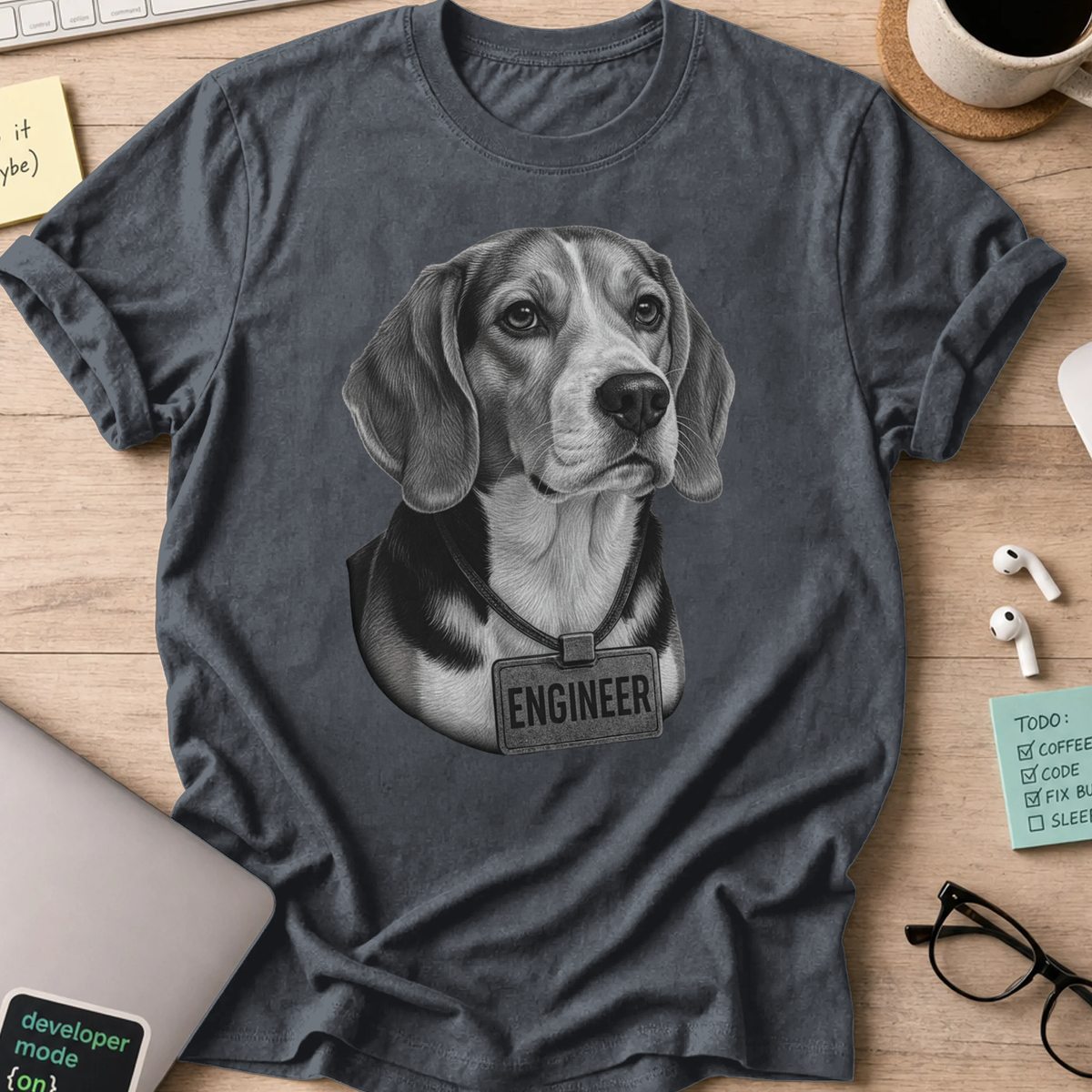dog engineer shirt - Dark Heather