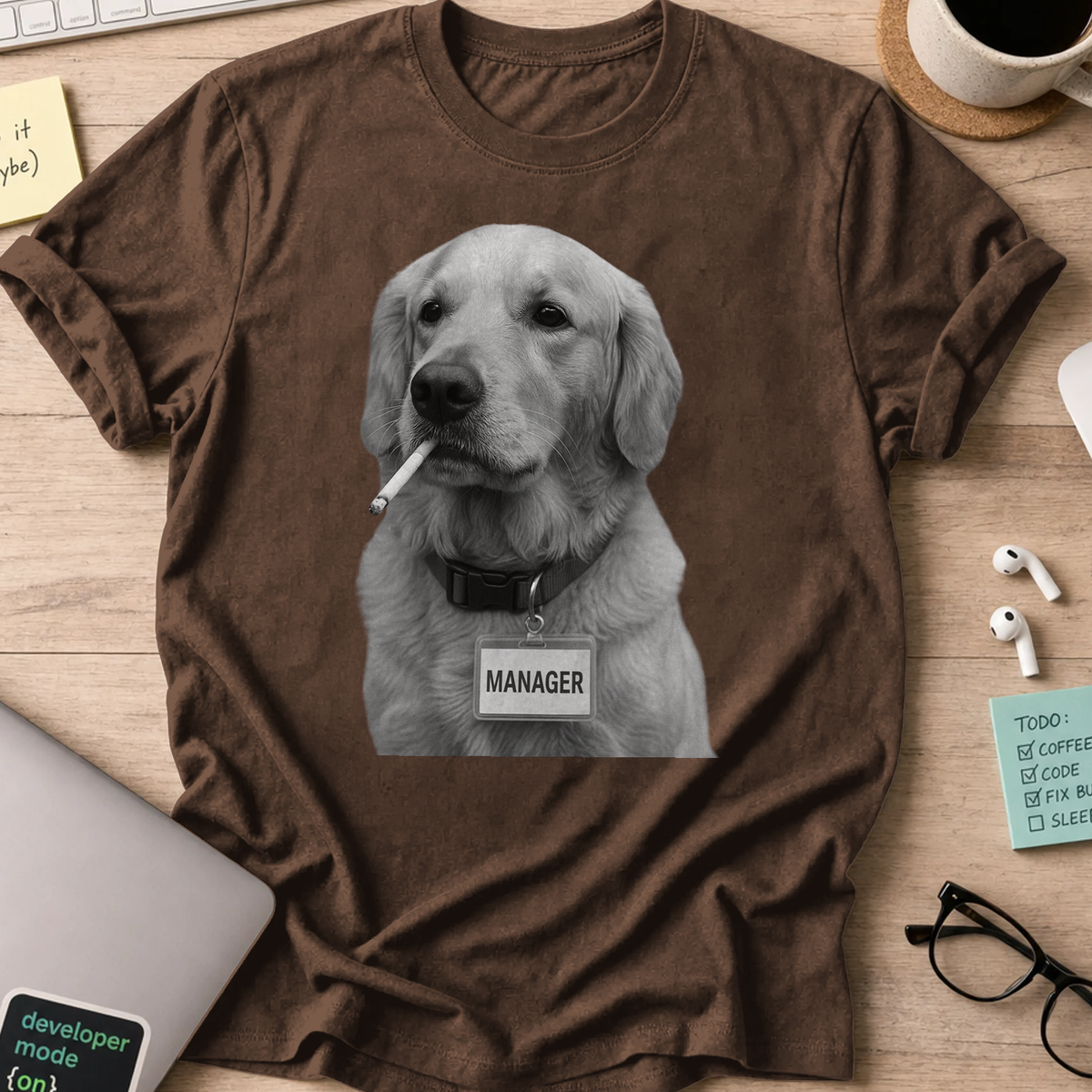 dog manager shirt - Dark Chocolate