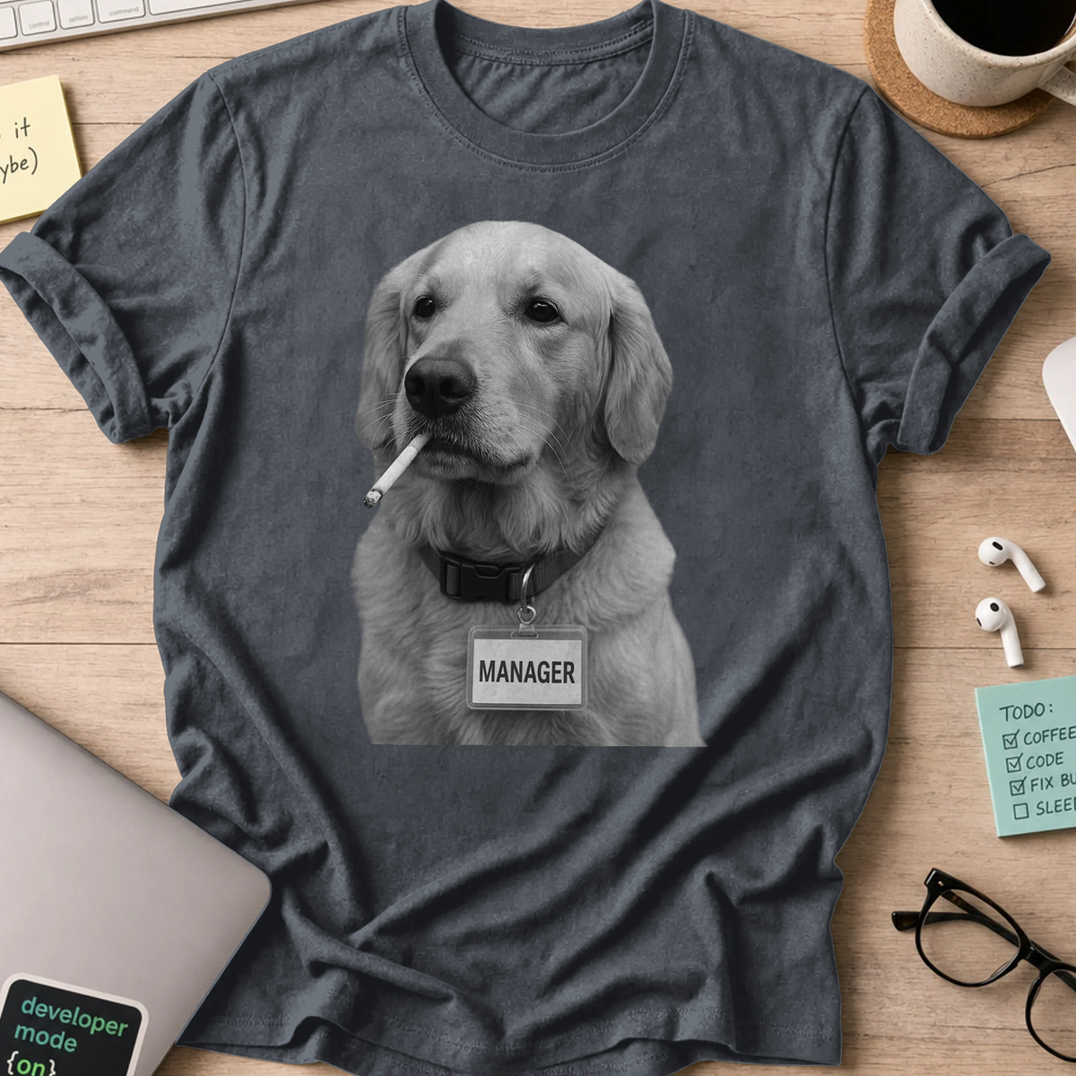 dog manager shirt - Dark Heather