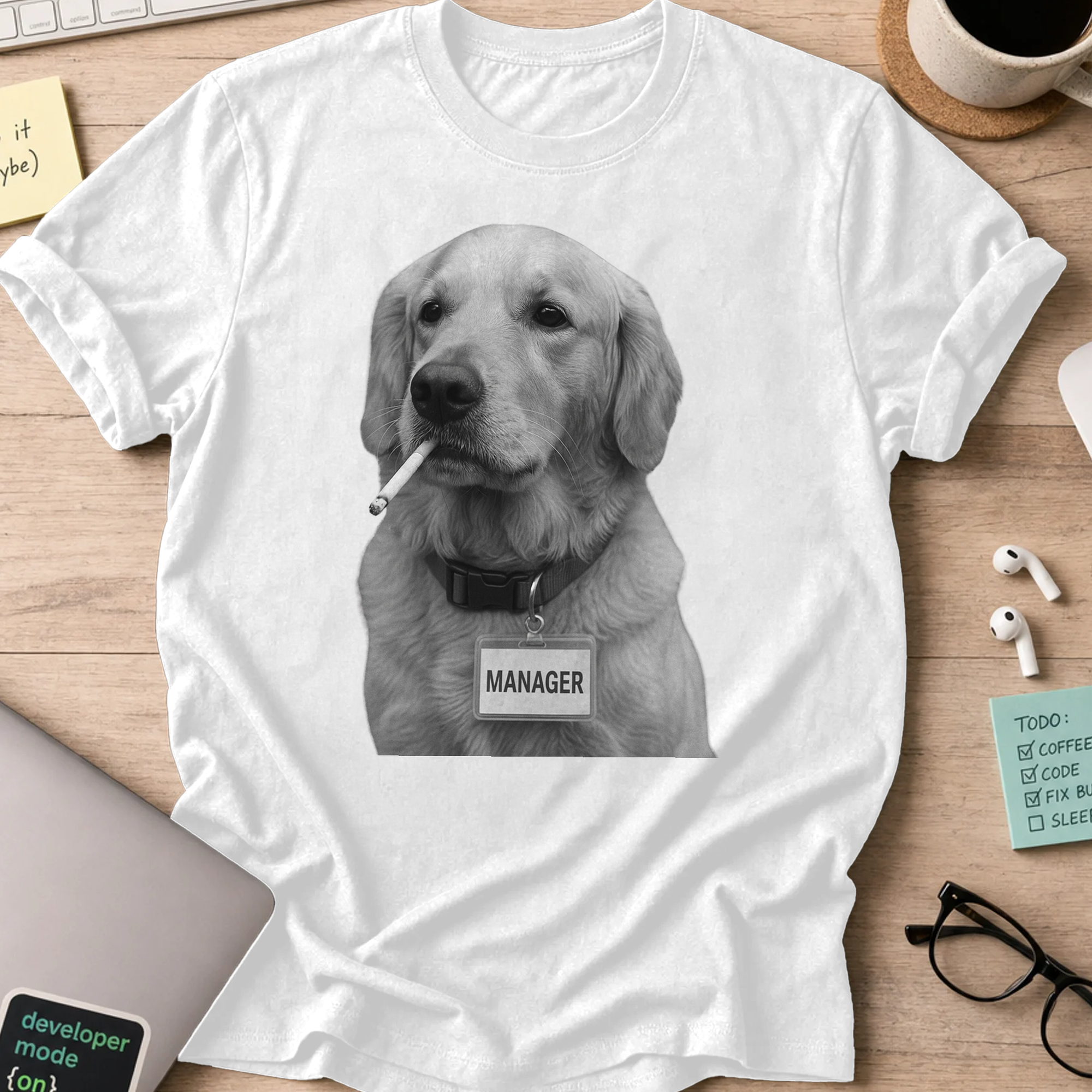 dog manager shirt - White