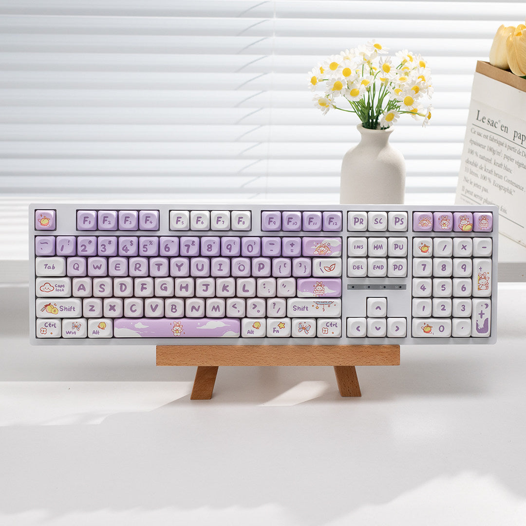 108-Key Mechanical Keyboard, Three-Mode Wired, Wireless, Bluetooth, Hot-Swappable, Suitable for Girls, Office, Gaming, Cute Rgb Lighting