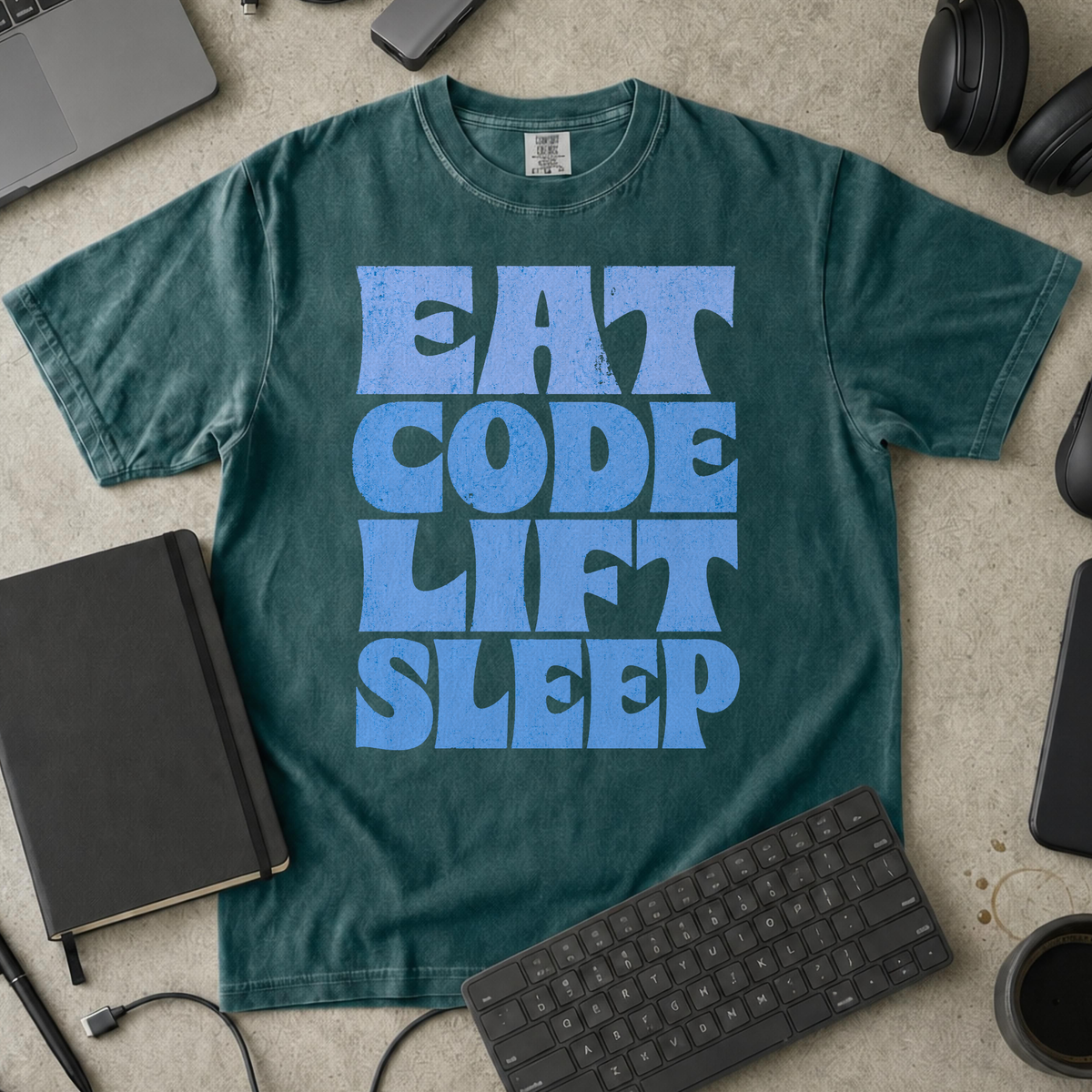 Eat Code Lift Sleep Bold Premium Shirt — blue spruce Premium Shirt mock-up