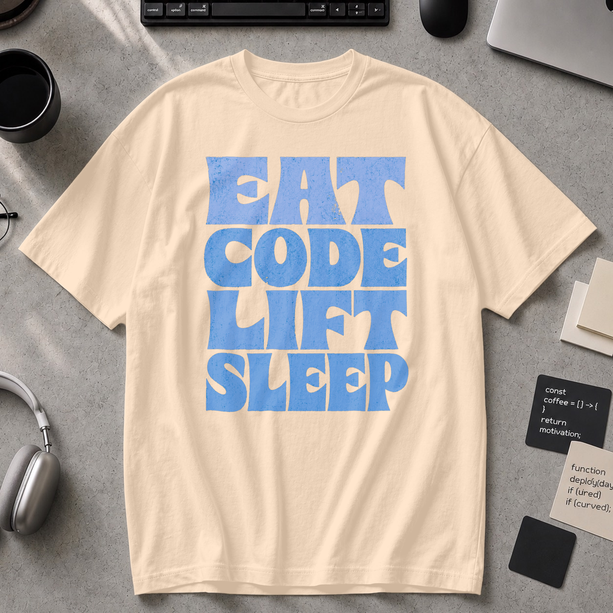 Eat Code Lift Sleep Bold Premium Shirt - Ivory