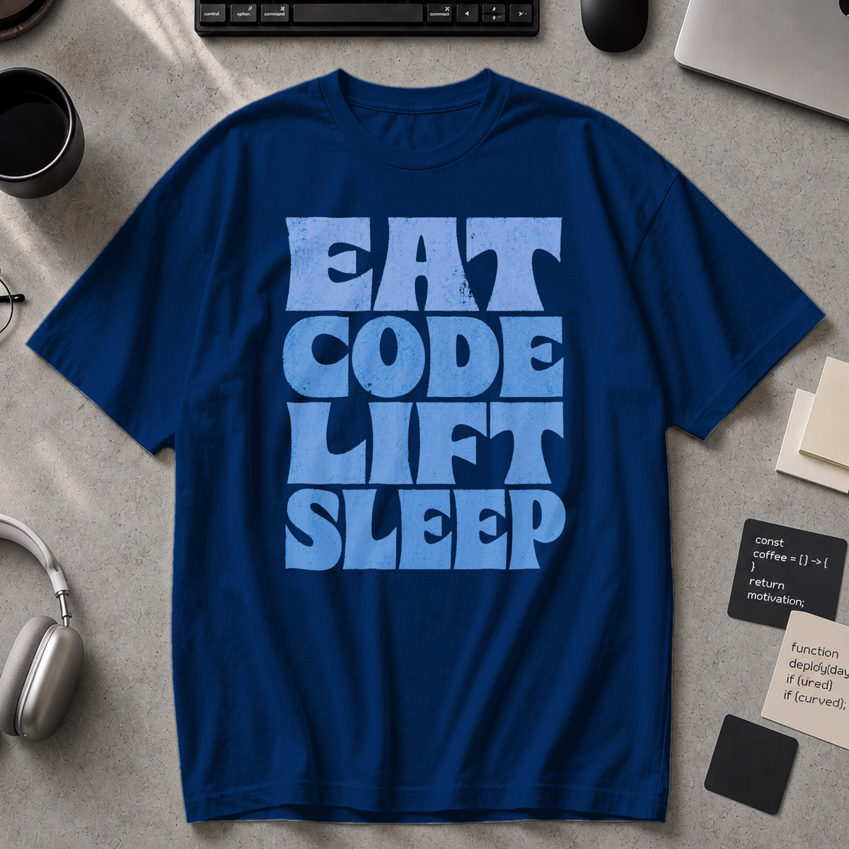 Eat Code Lift Sleep Bold Premium Shirt - True Navy