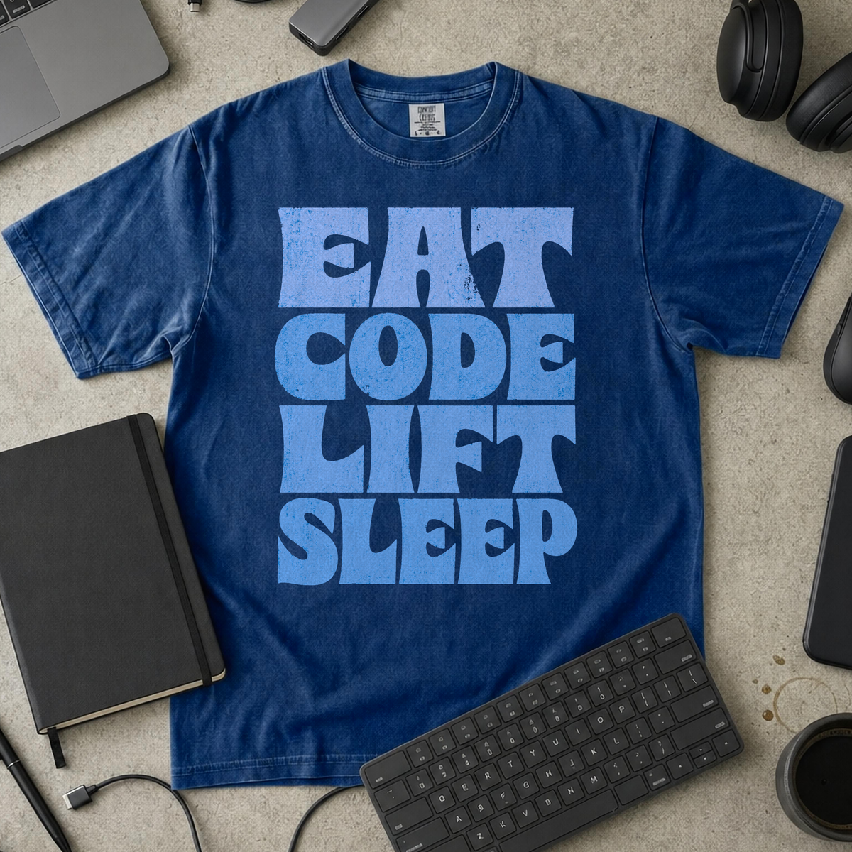 Eat Code Lift Sleep Bold Premium Shirt — true navy Premium Shirt mock-up
