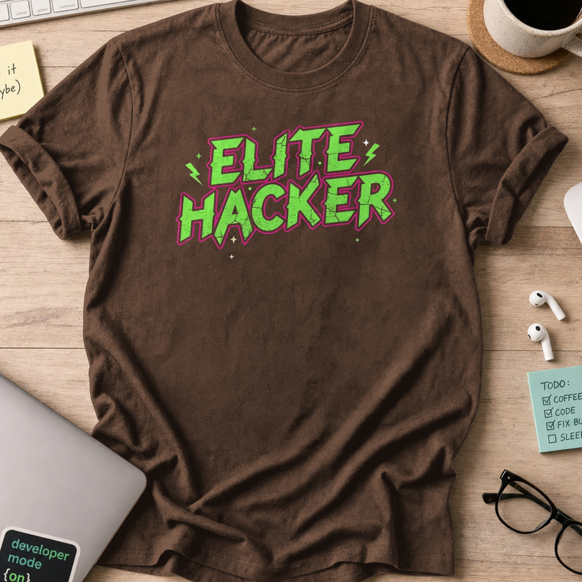 elite hacker shirt - Dark Chocolate