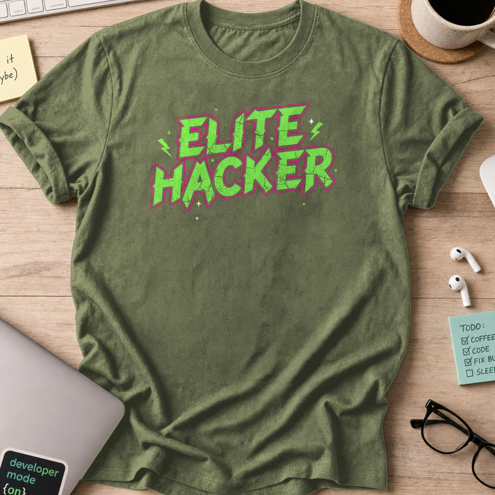 elite hacker shirt - Military Green