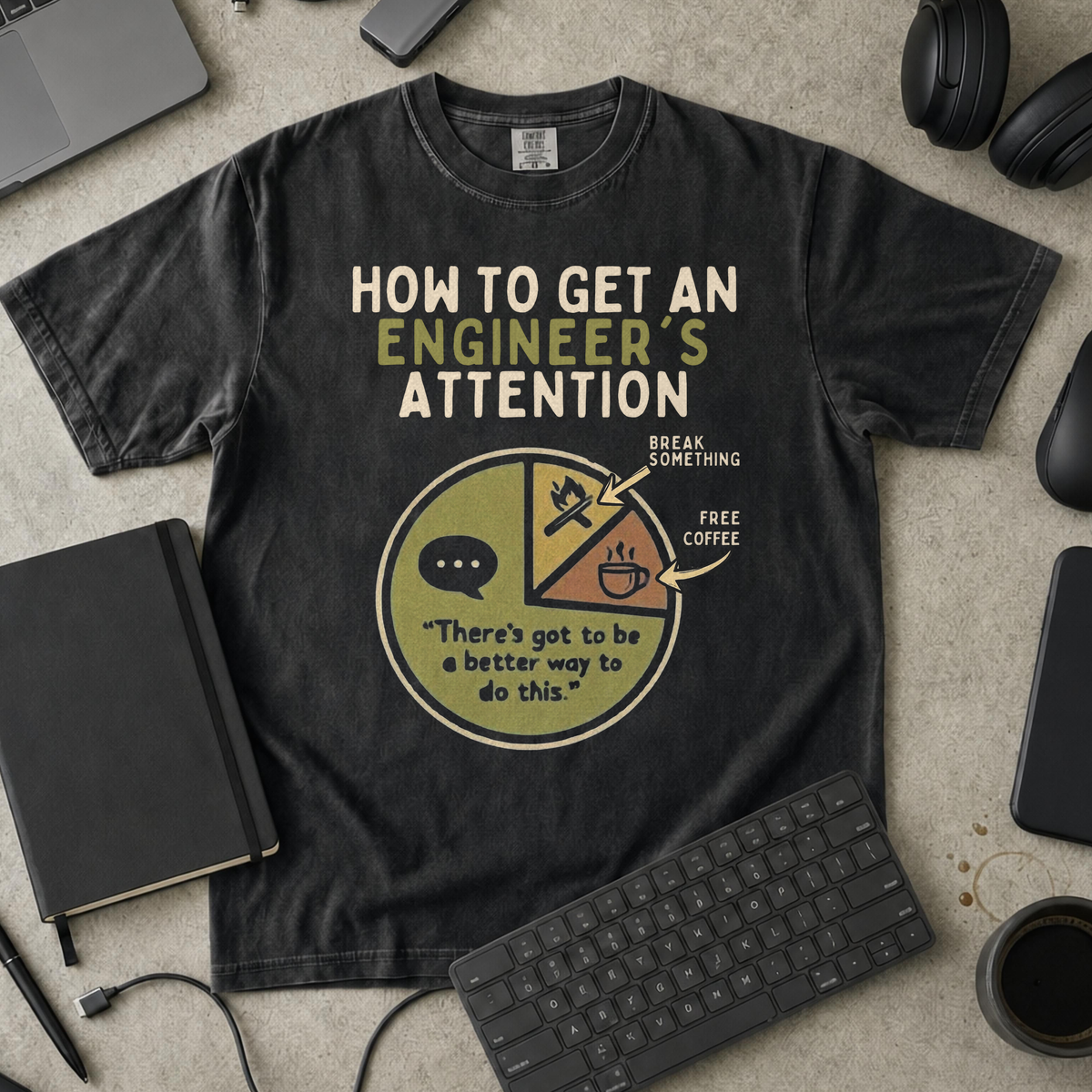 engineer's attention Premium Shirt — black Premium Shirt mock-up