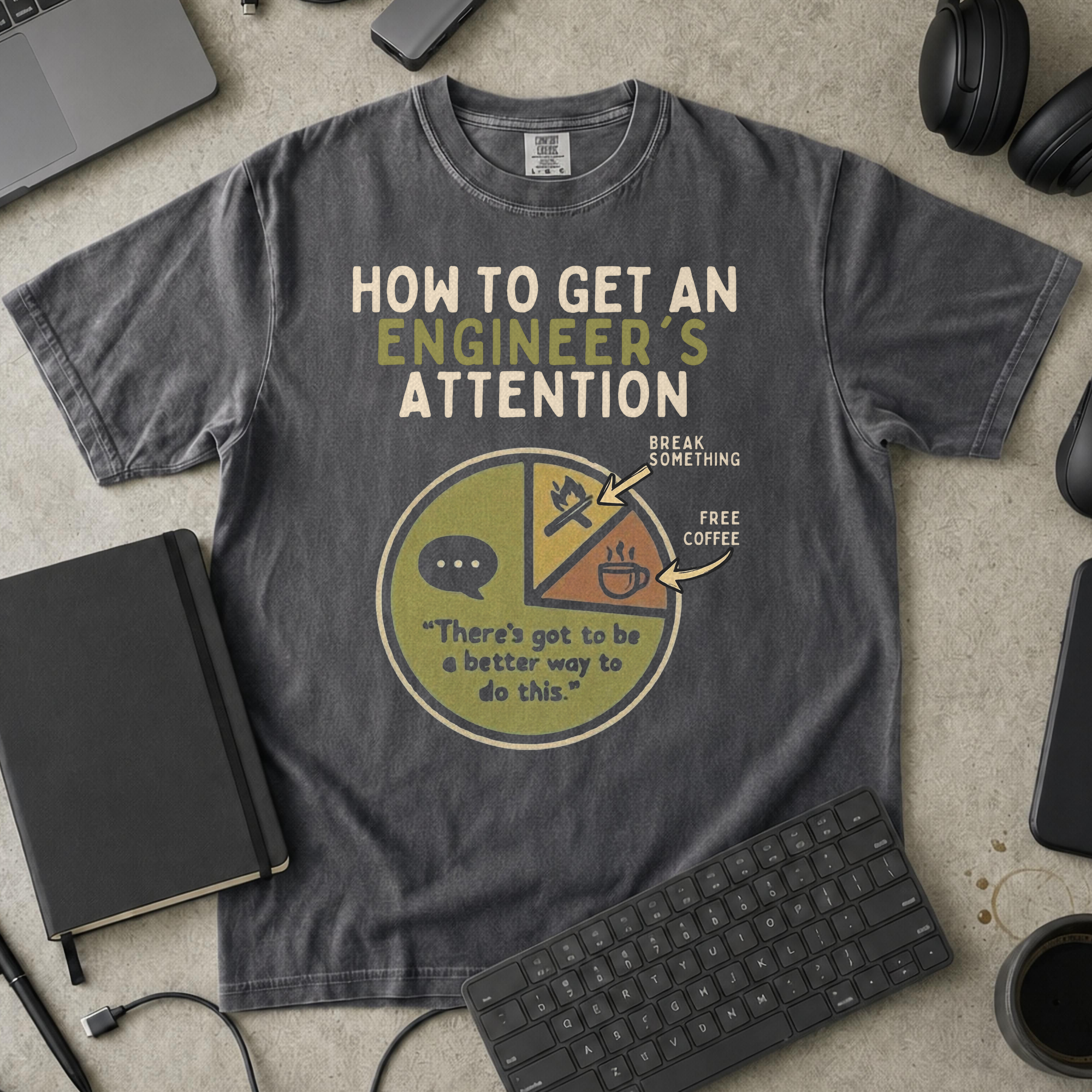 engineer's attention Premium Shirt — pepper Premium Shirt mock-up