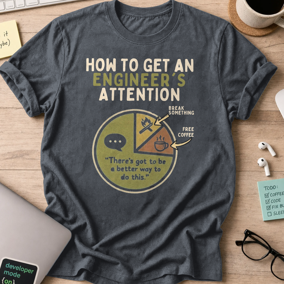engineer's attention shirt - Dark Heather
