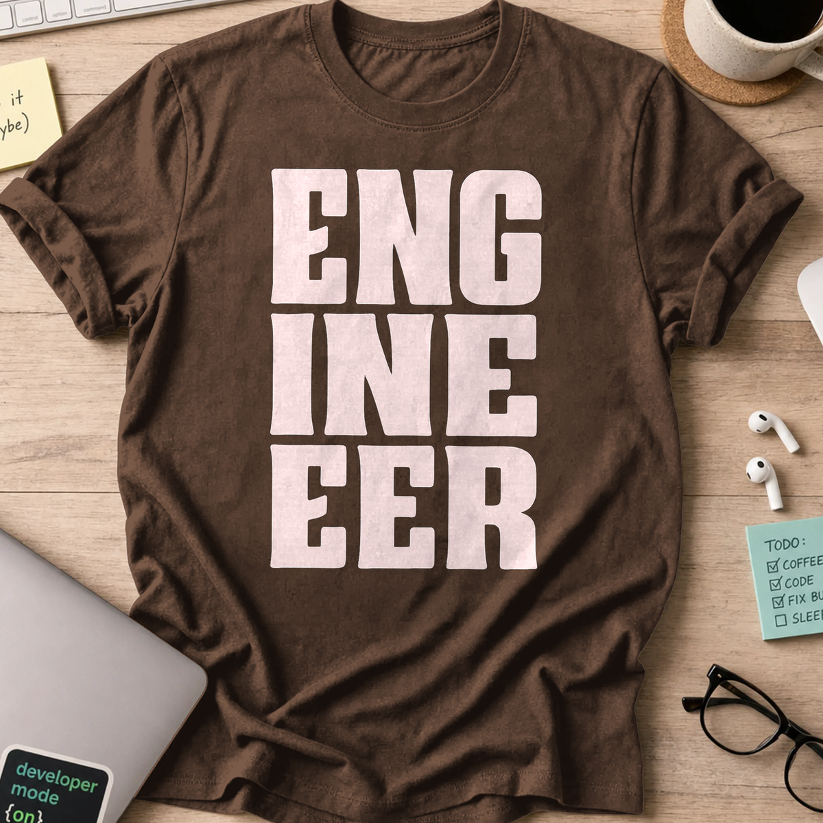 engineer text shirt - Dark Chocolate