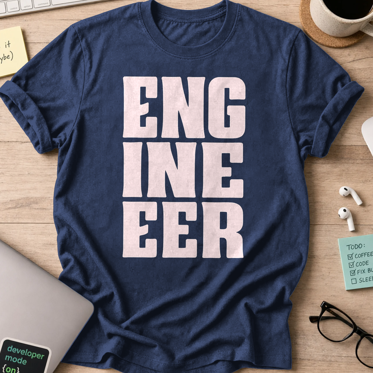 engineer text shirt - Navy