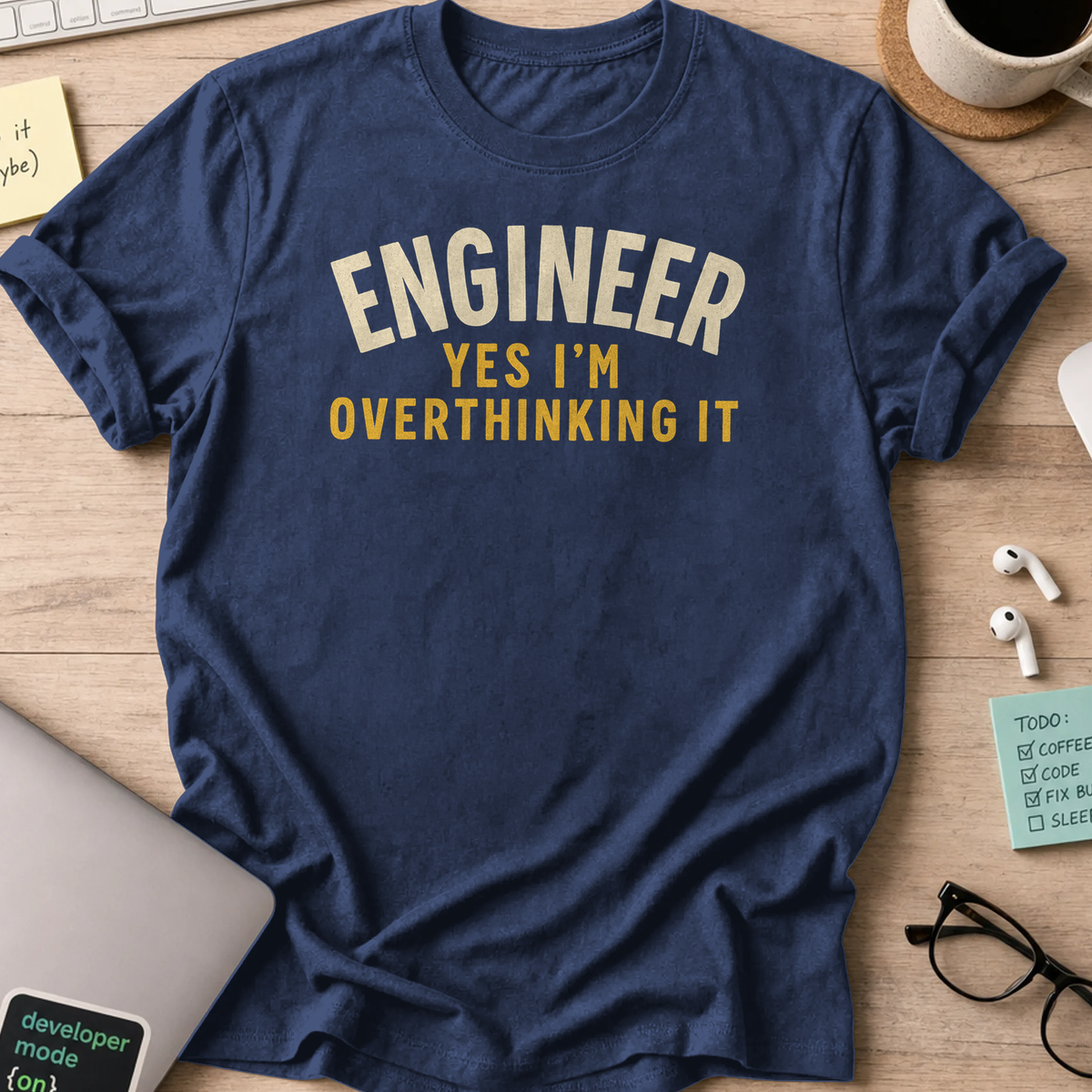 engineer yes im overthinking it shirt - Navy
