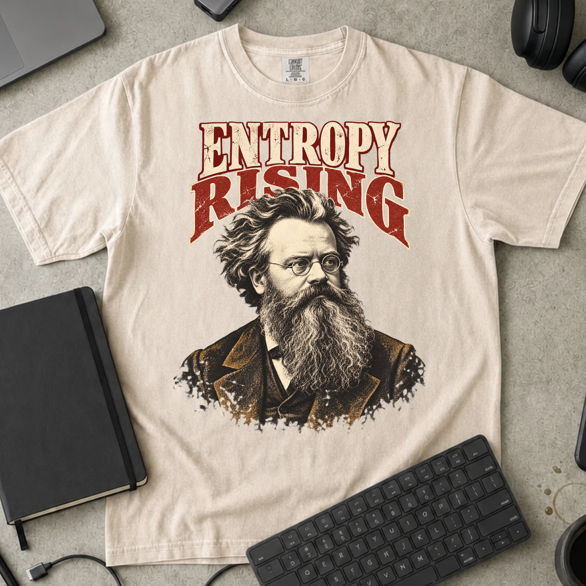 Entropy Rising Shirt — Ivory Comfort Colors 1717 flat lay