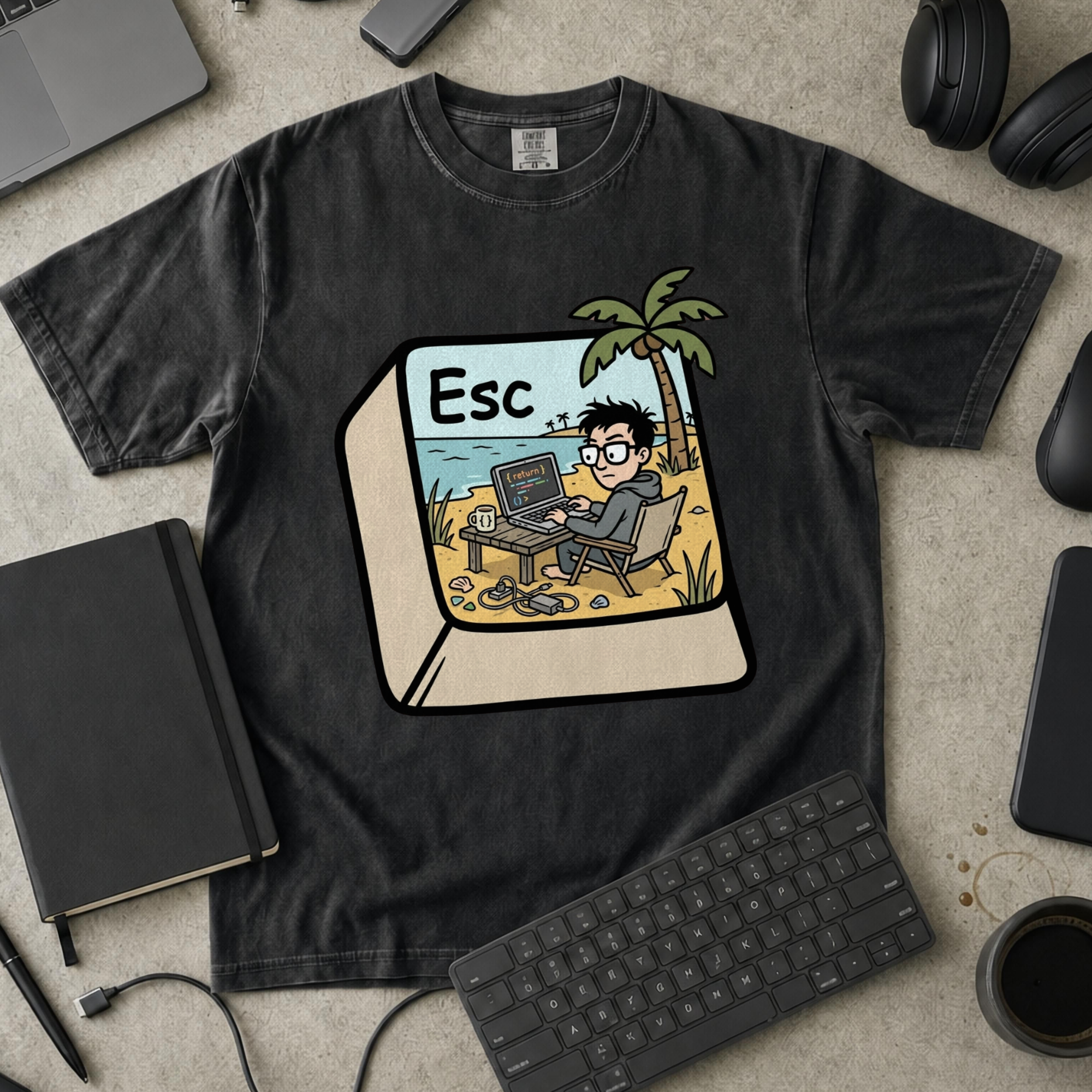 Escape Key Getaway Premium Shirt — black Premium Shirt mock-up