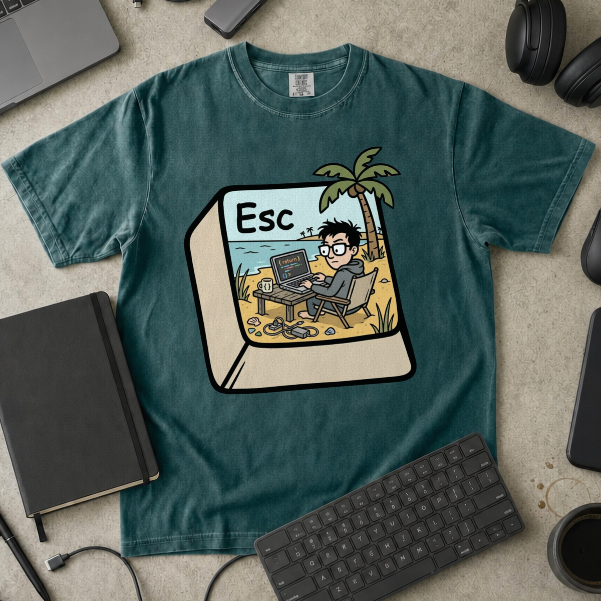 Escape Key Getaway Premium Shirt — blue spruce Premium Shirt mock-up