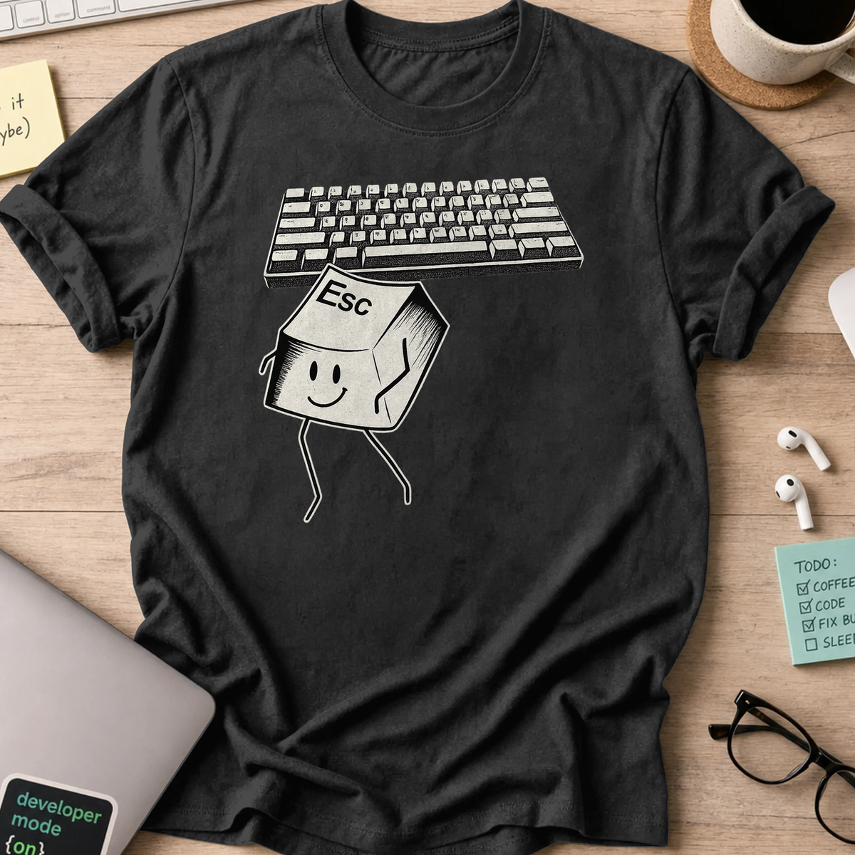 esc keyboard shirt - Black