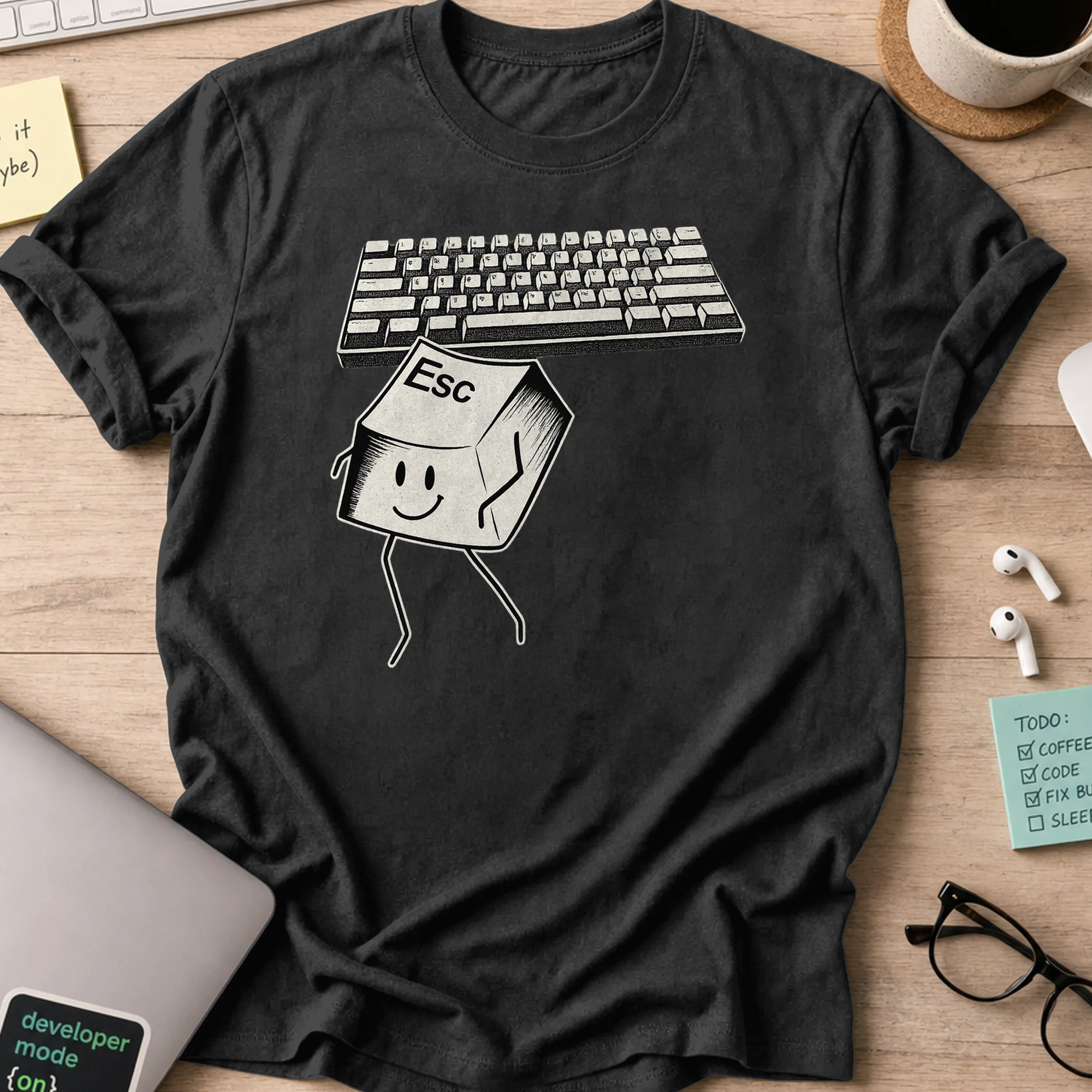 esc keyboard shirt - Black