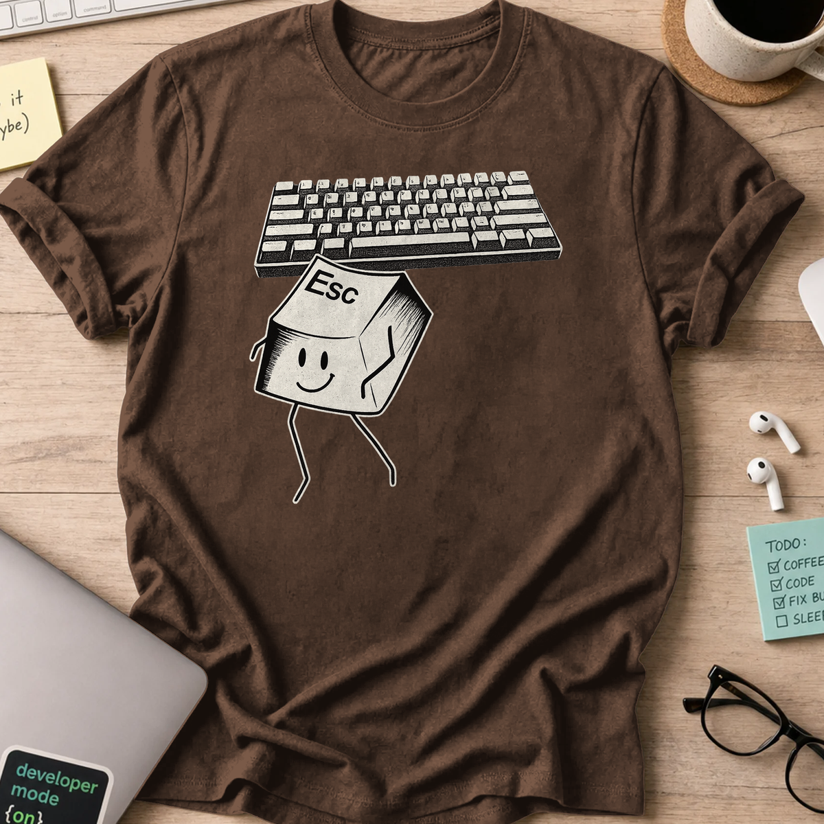 esc keyboard shirt - Dark Chocolate