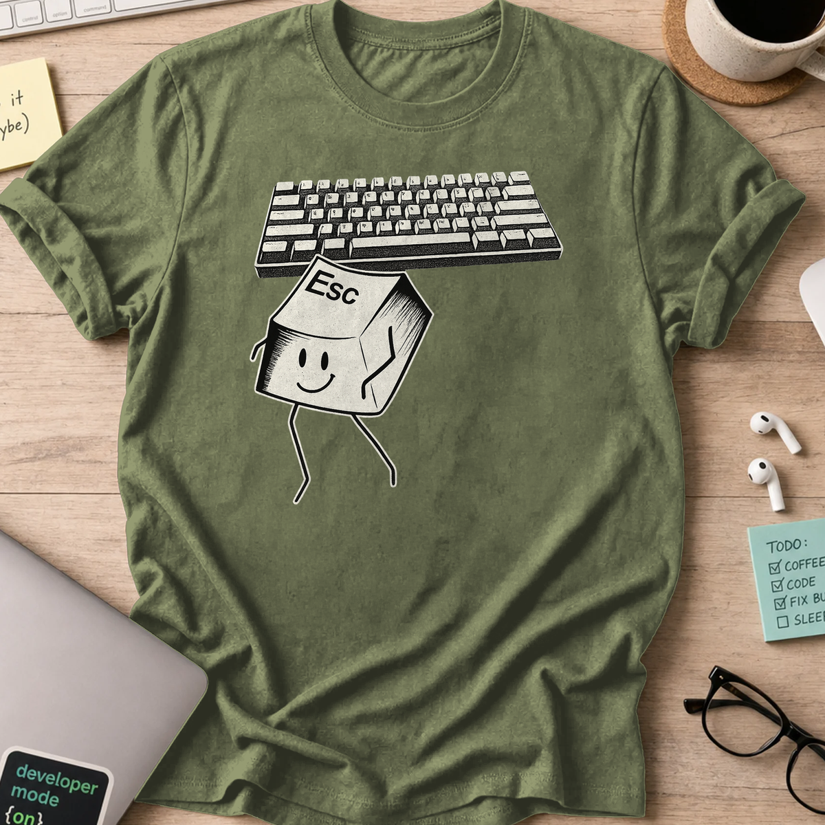 esc keyboard shirt - Military Green