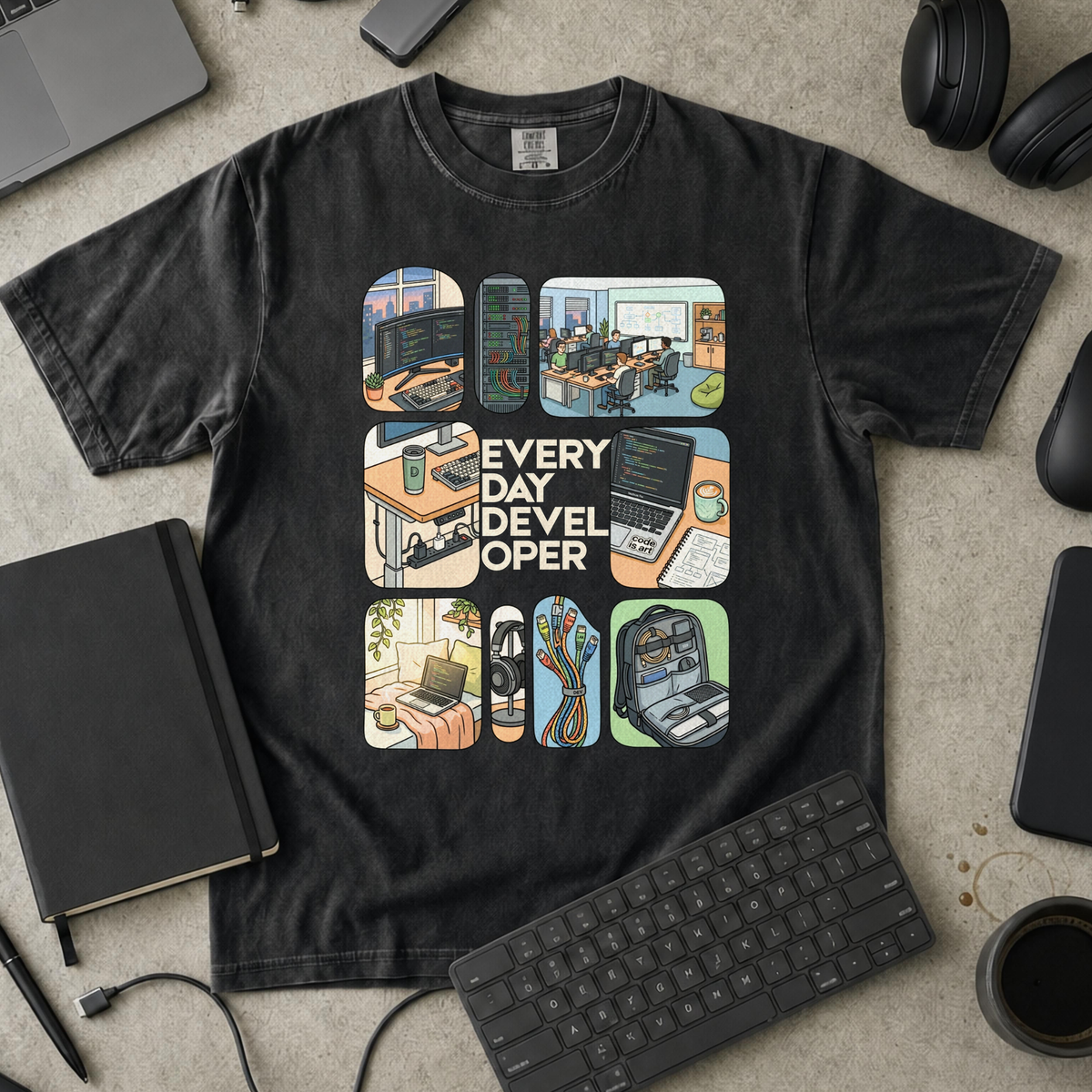 Every Day Developer Premium Shirt — black Premium Shirt mock-up