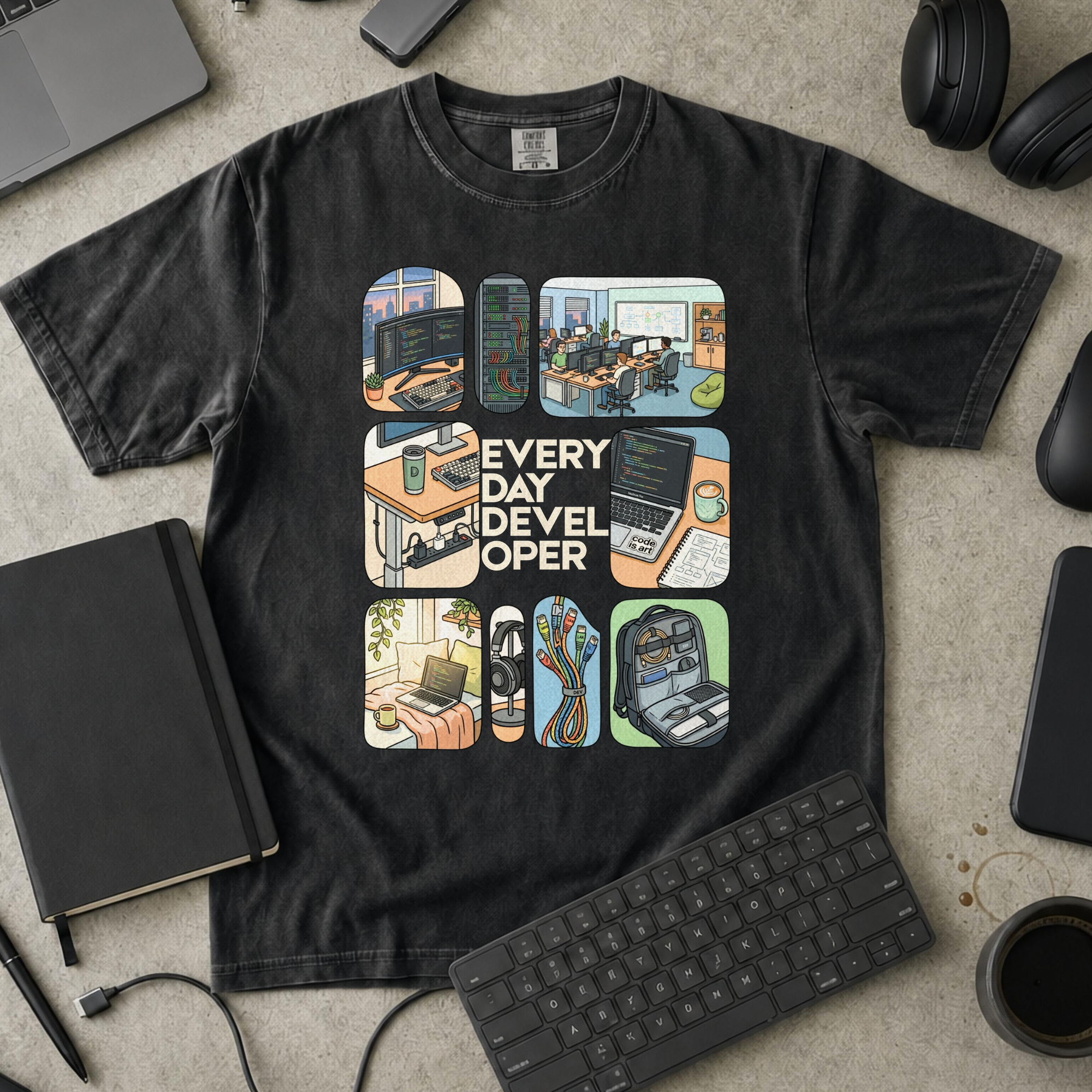 Every Day Developer Premium Shirt — black Premium Shirt mock-up