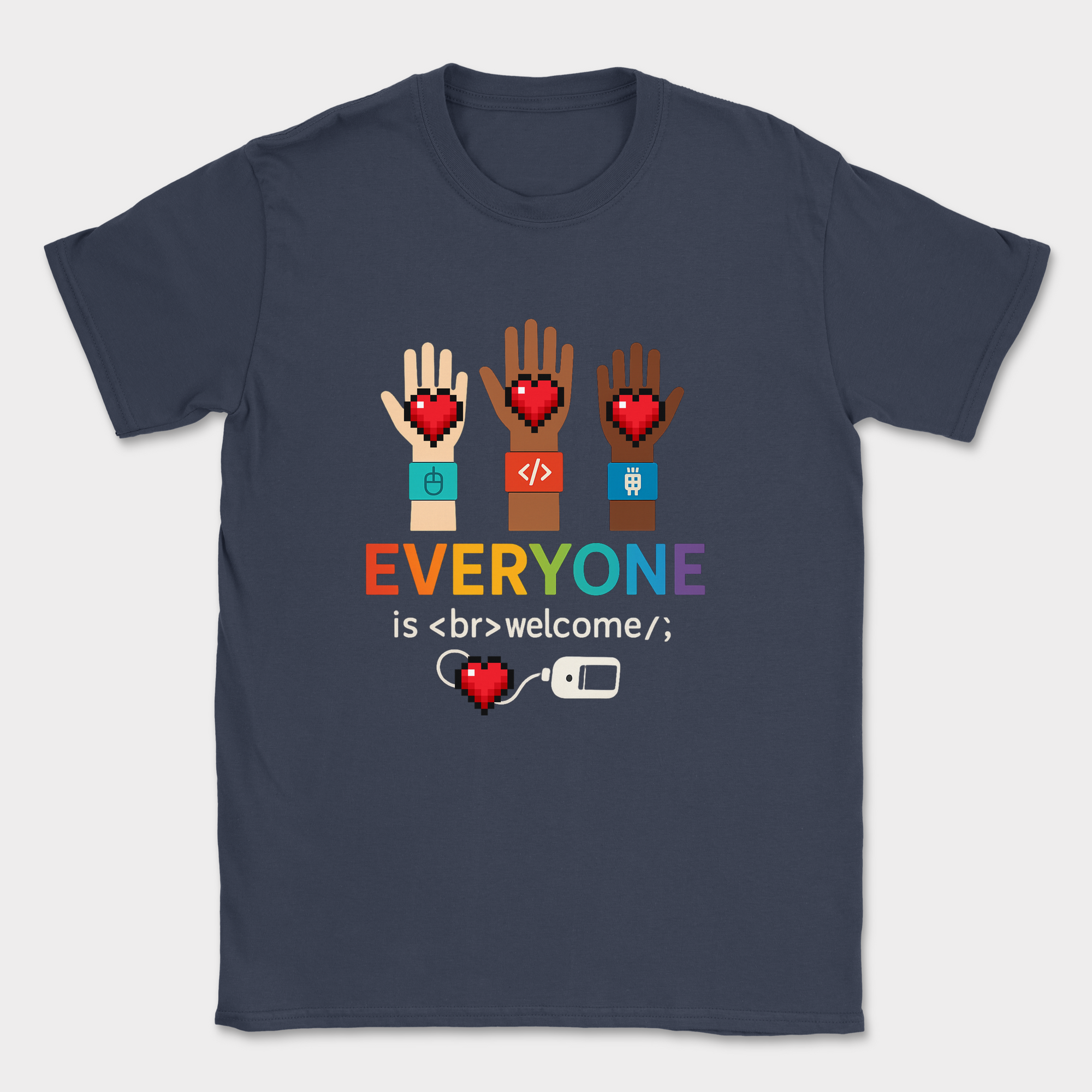 everyone is welcome in tech shirt — Navy