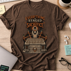 Everything Is Staged for Sacrifice: Terminal Altar Shirt — Dark Chocolate storefront mockup
